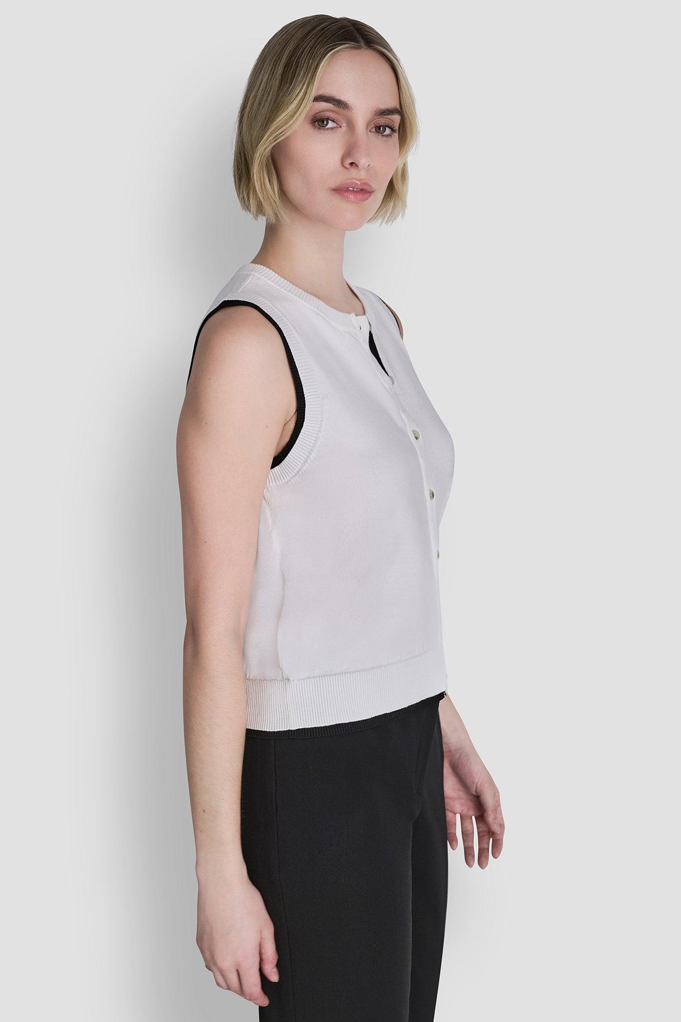 COLOR BLOCK SLEEVELESS SWEATER VEST Product Image