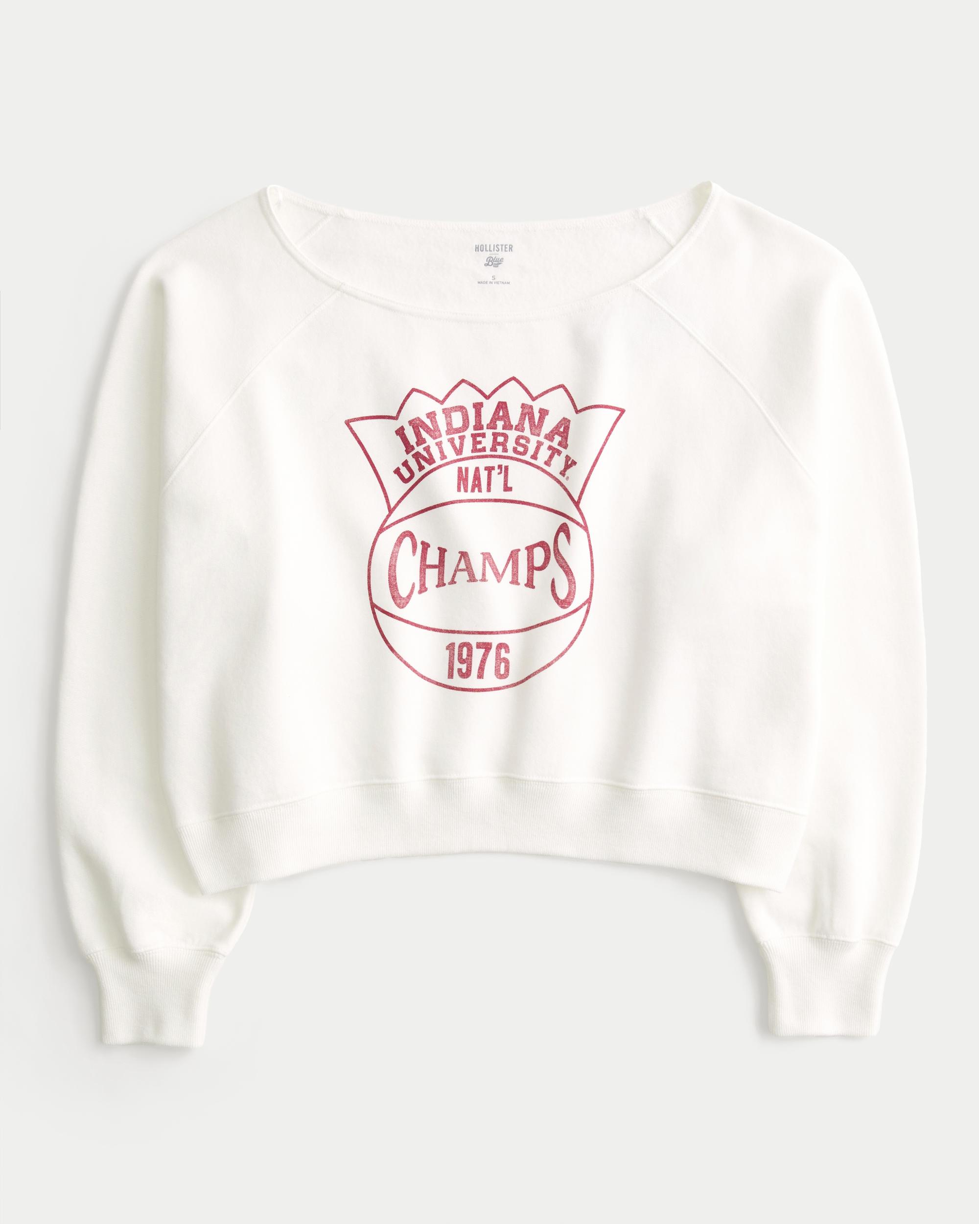 Easy Off-the-Shoulder Indiana University Graphic Sweatshirt Product Image