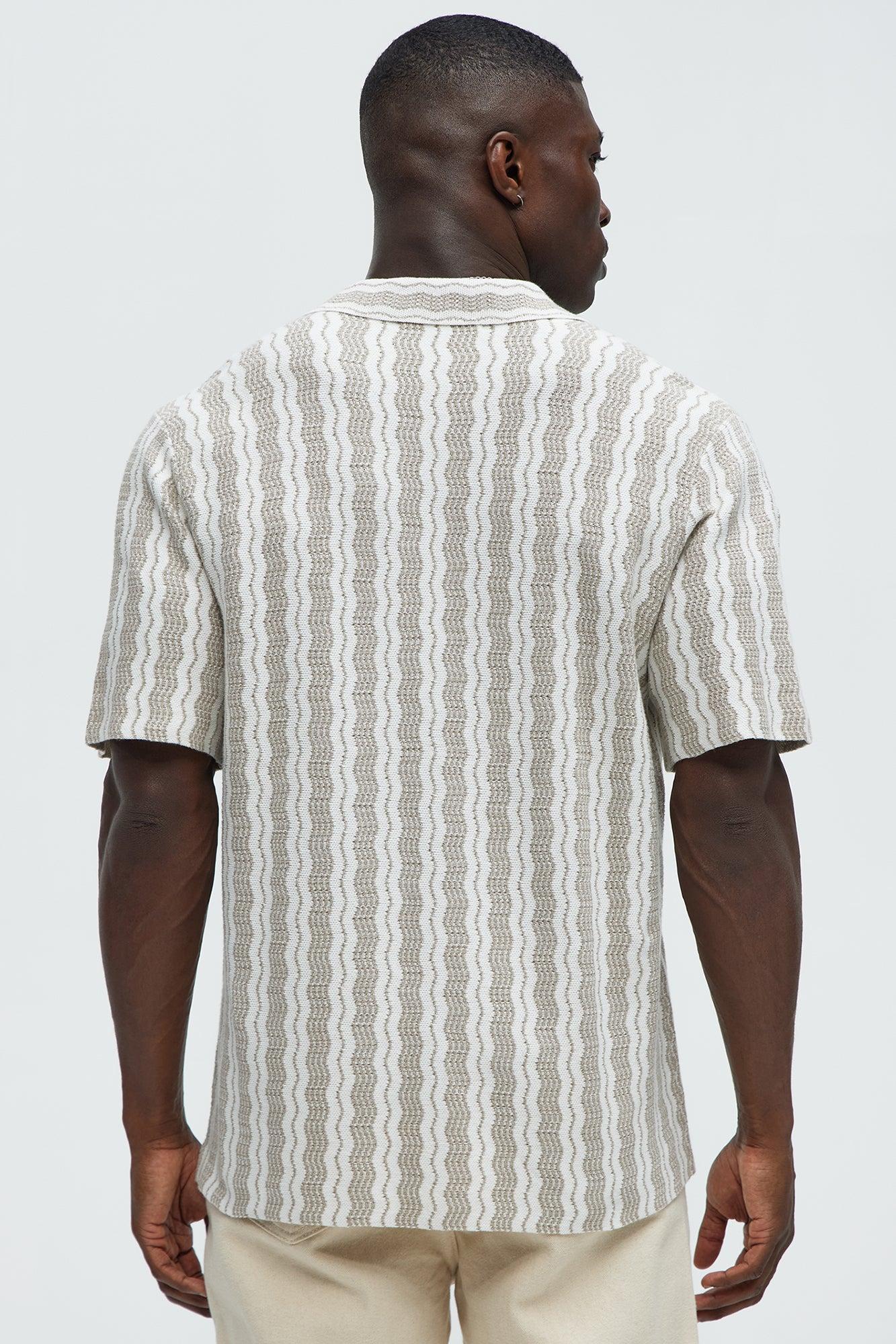 Wavy Stripe Knitted Shirt - Grey/combo Product Image