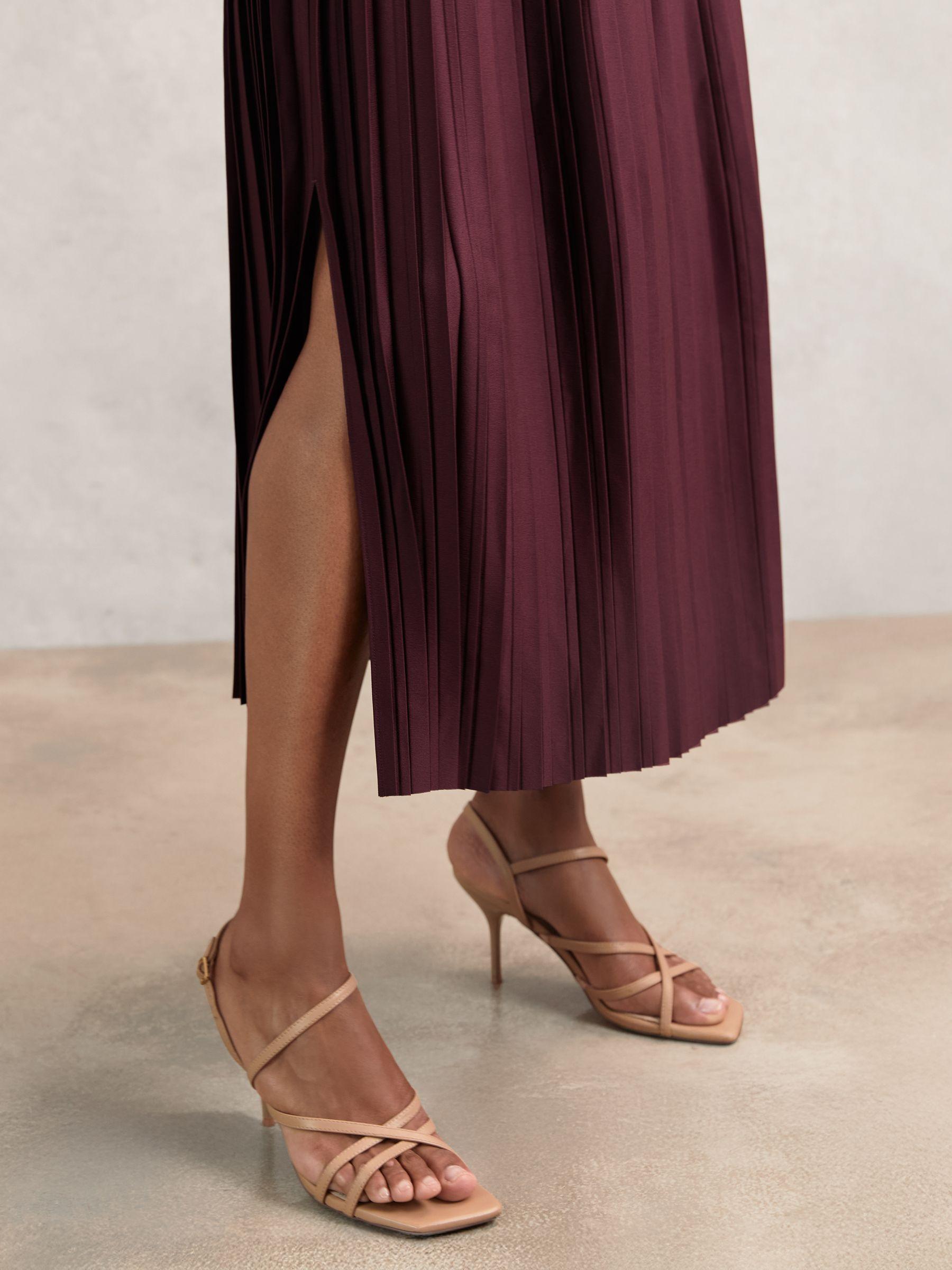 Pleated Midi Skirt in Burgundy Product Image