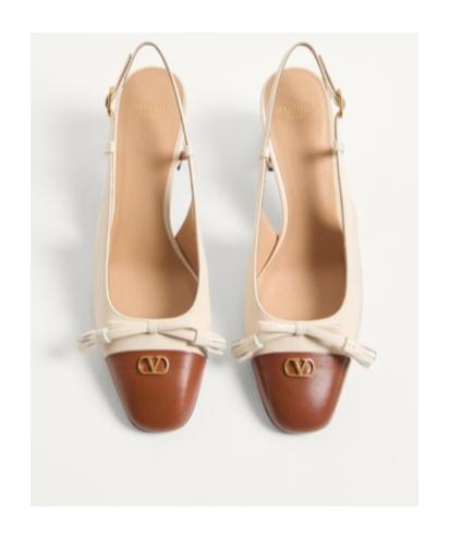 VALENTINO GARAVANI Leather Vlogo Signature Pumps With Slingback Strap In Neutral Product Image