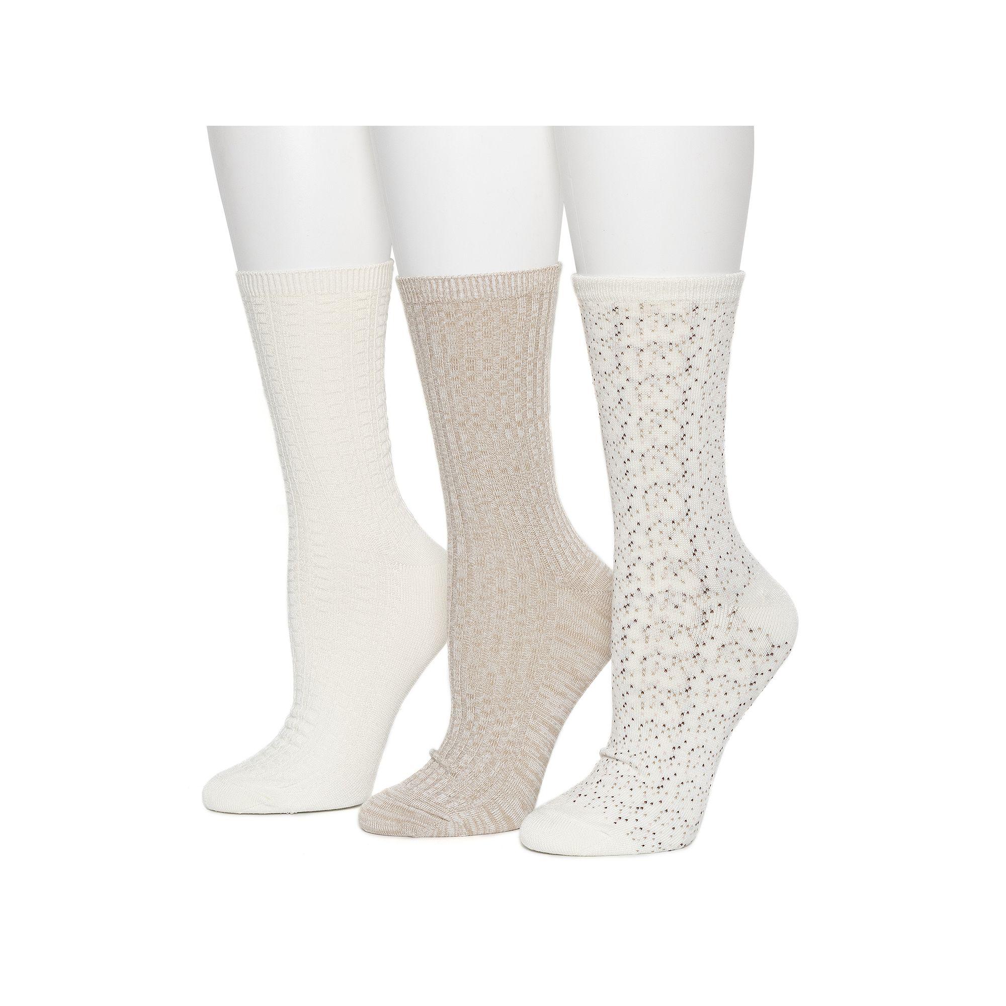 Womens Cuddl Duds 3-Pack Scattered Birdseye Spacedye Tuckstitch Crew Socks Product Image