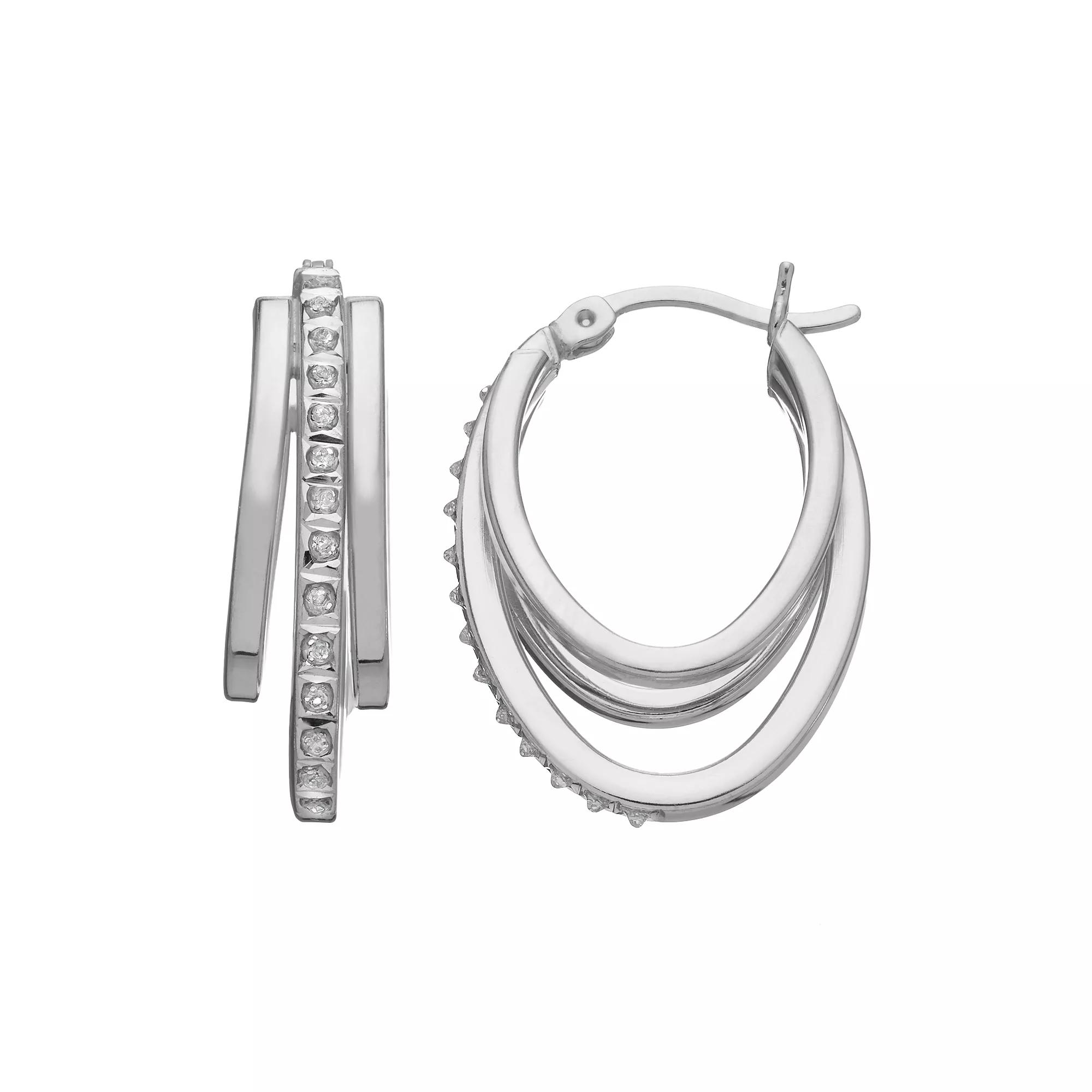 Diamond Mystique Sterling Silver Diamond Accent Multi Oval Hoop Earrings, Women's Product Image