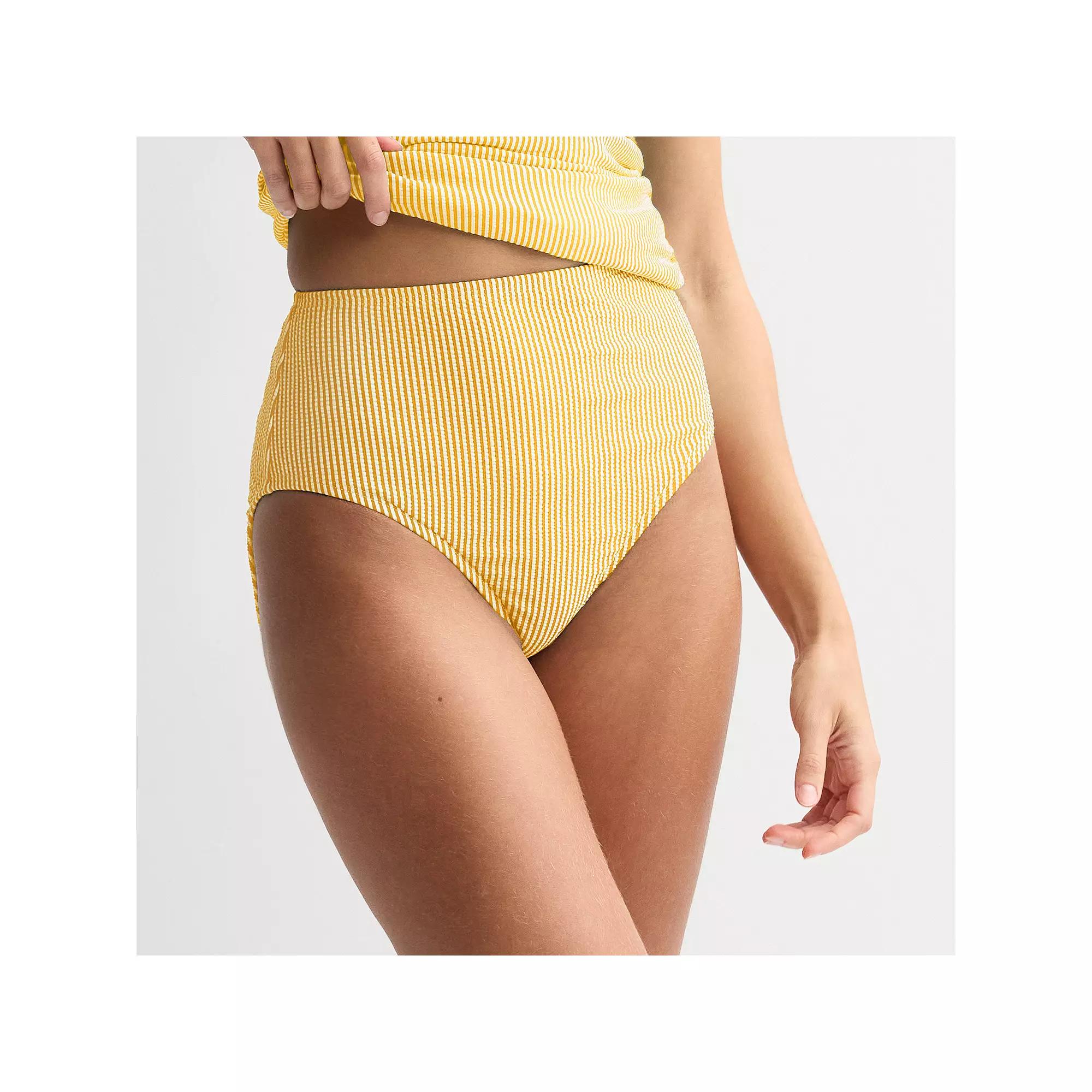 Women's Draper James Striped High-Waist Swim Bottoms, Size: XXL, Yellow Product Image