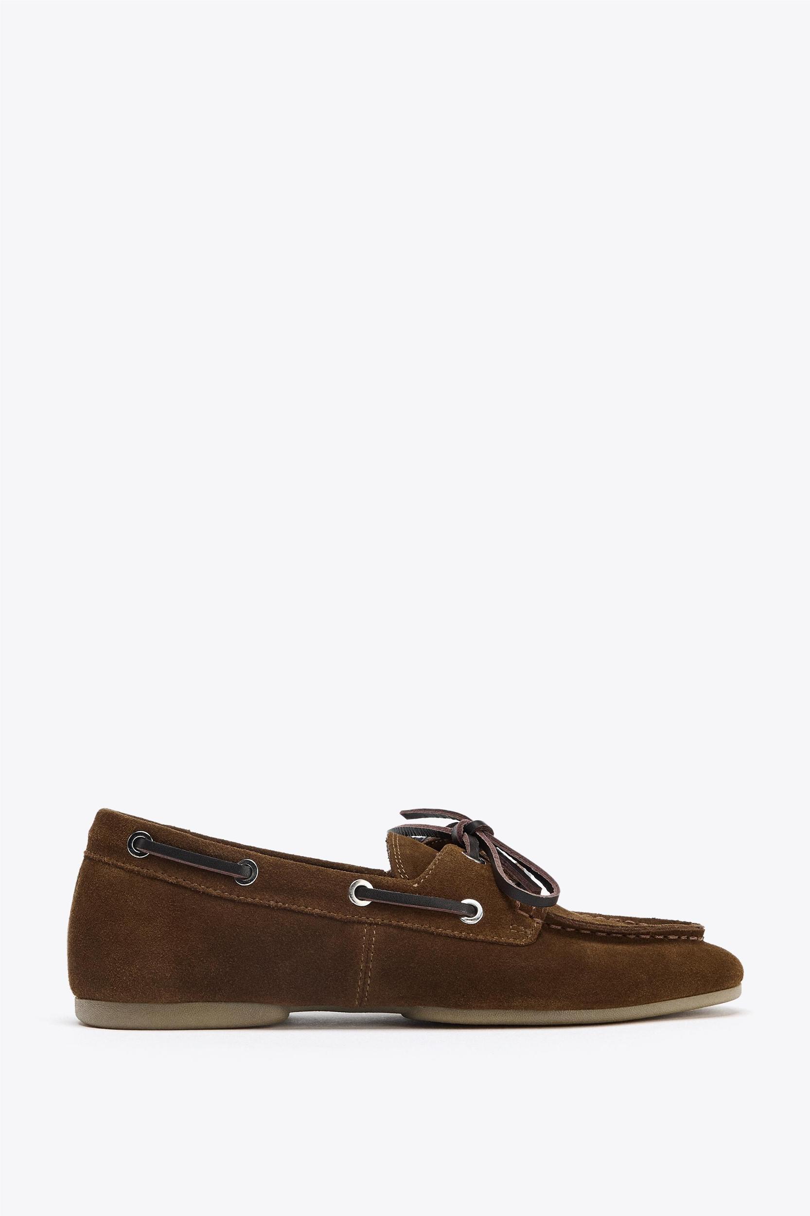 SUEDE TOPSTITCHED LOAFERS Product Image