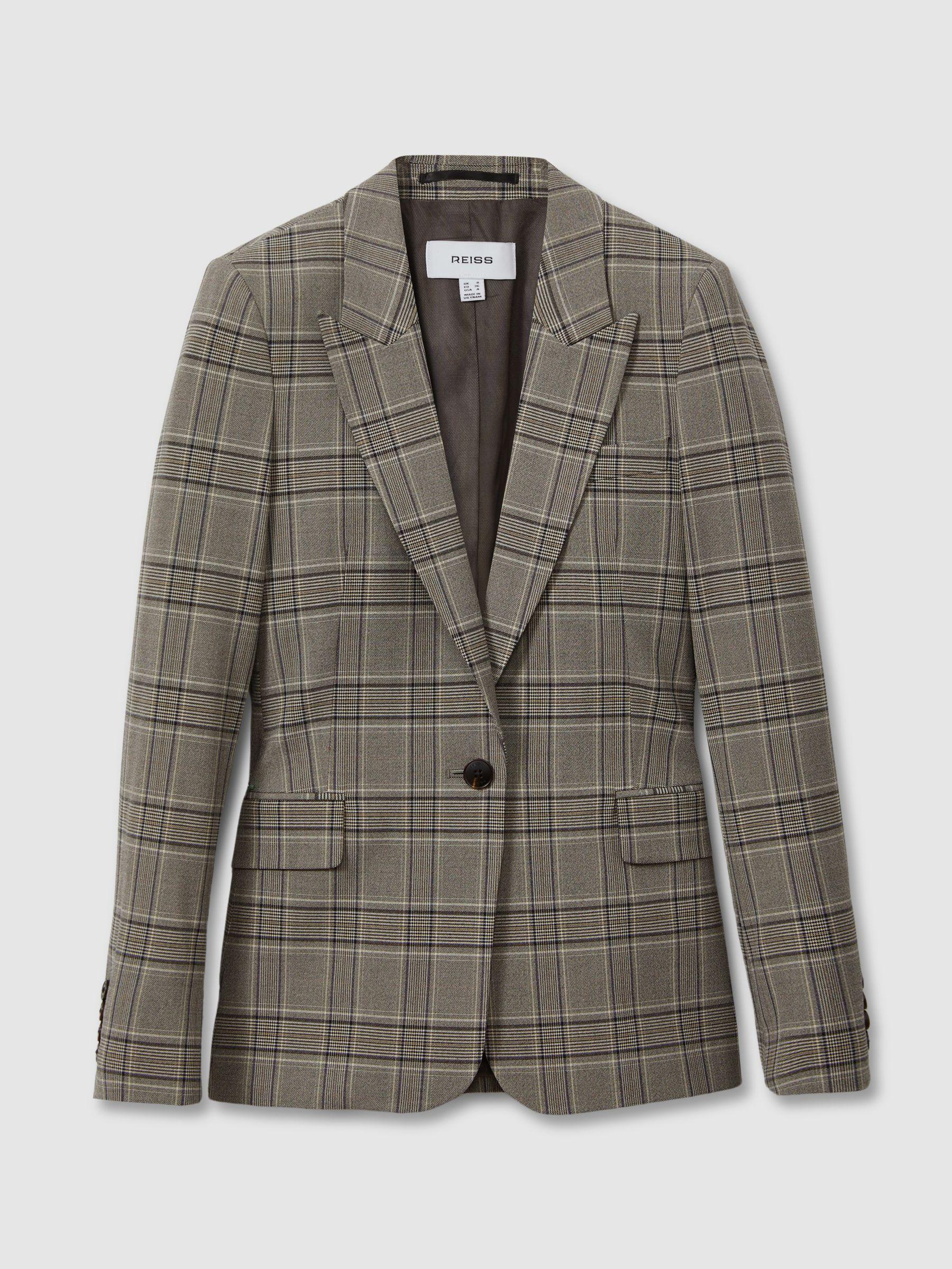 Petite Checked Slim Fit Suit Blazer in Grey Check Product Image