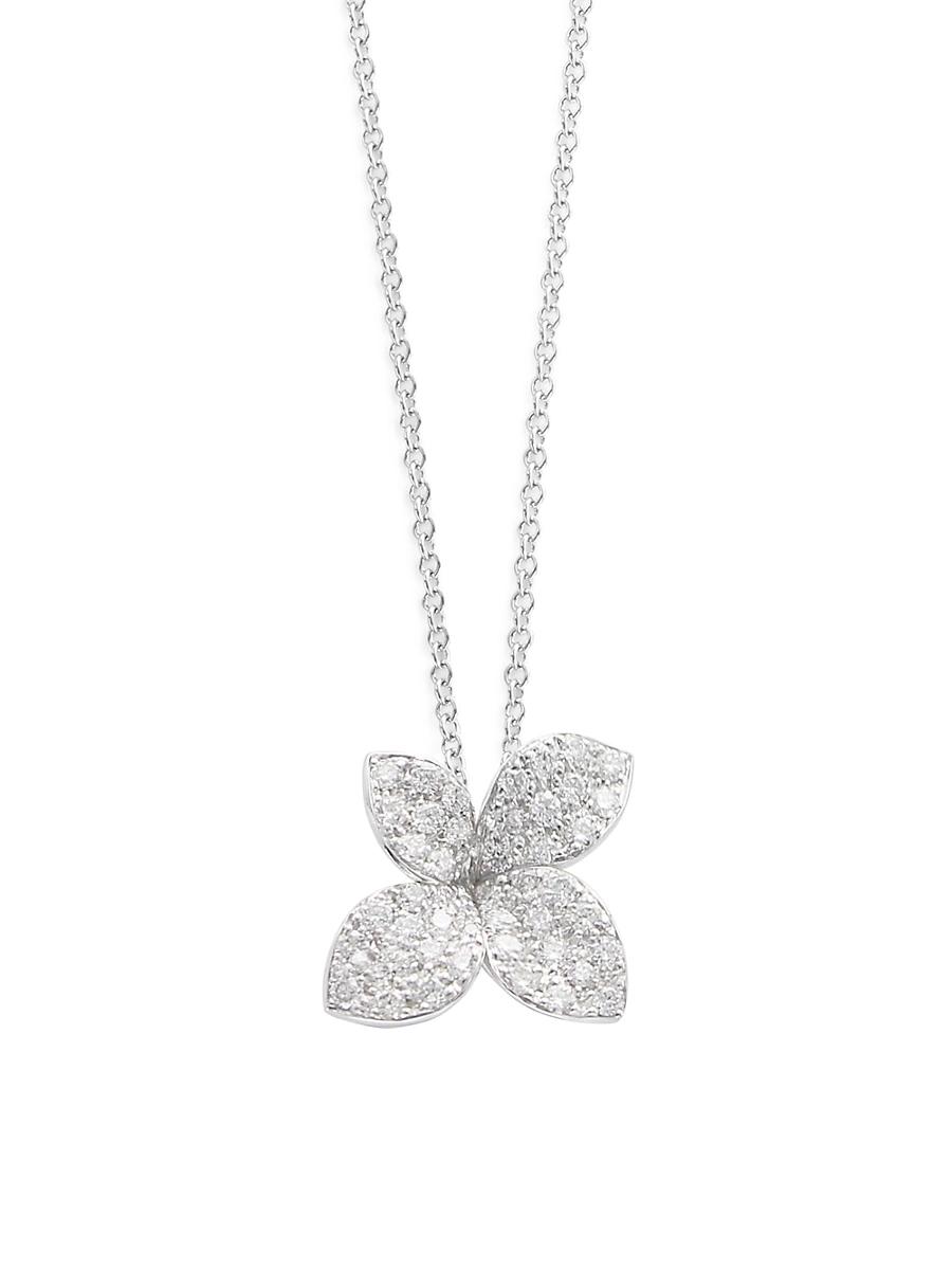 Womens Petit Garden 18K White Gold & 0.37 TCW Diamond Small Flower Pendant Necklace Product Image