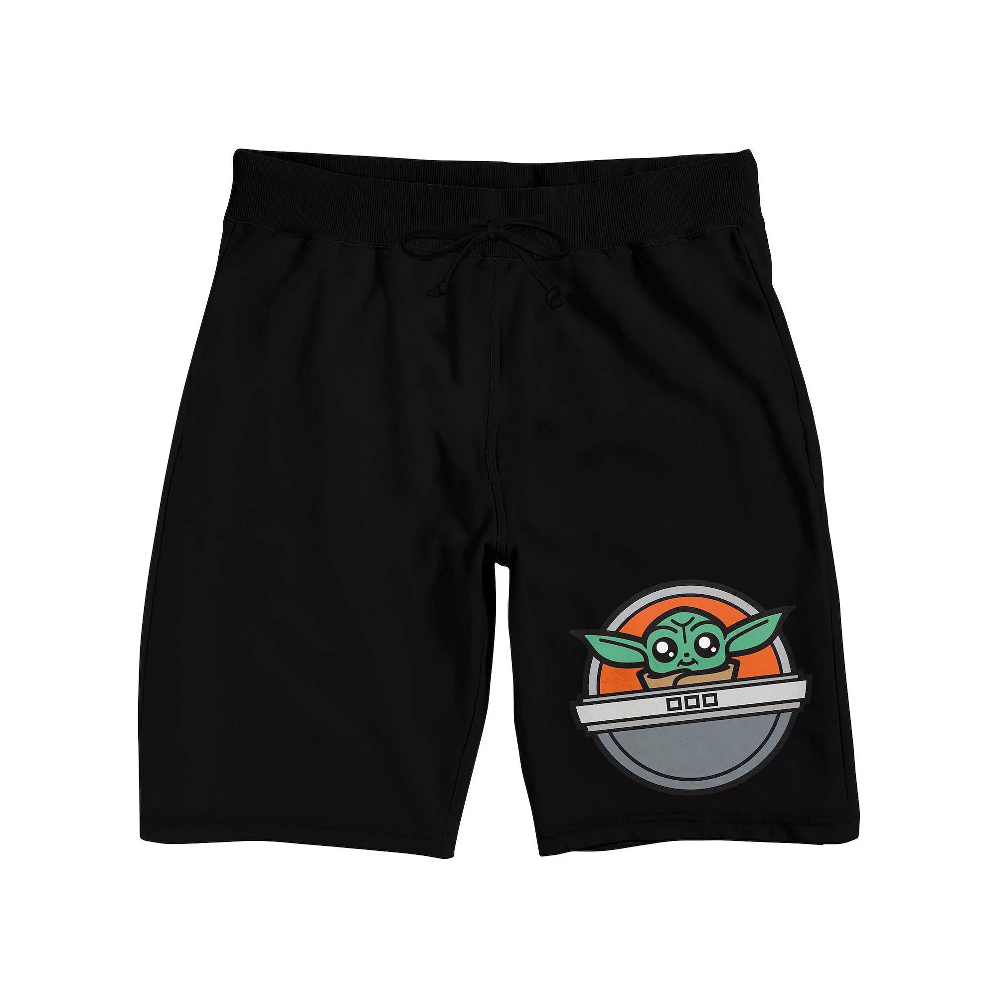 Men's The Mandalorian Grogu Star Wars Logo Sleep Shorts, Size: Small, Black Product Image