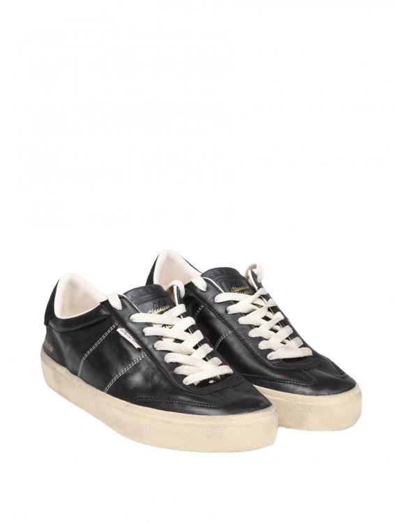 GOLDEN GOOSE Deluxe Brand Vintage-inspired Black Leather Sneakers With Contrasting White Laces Product Image