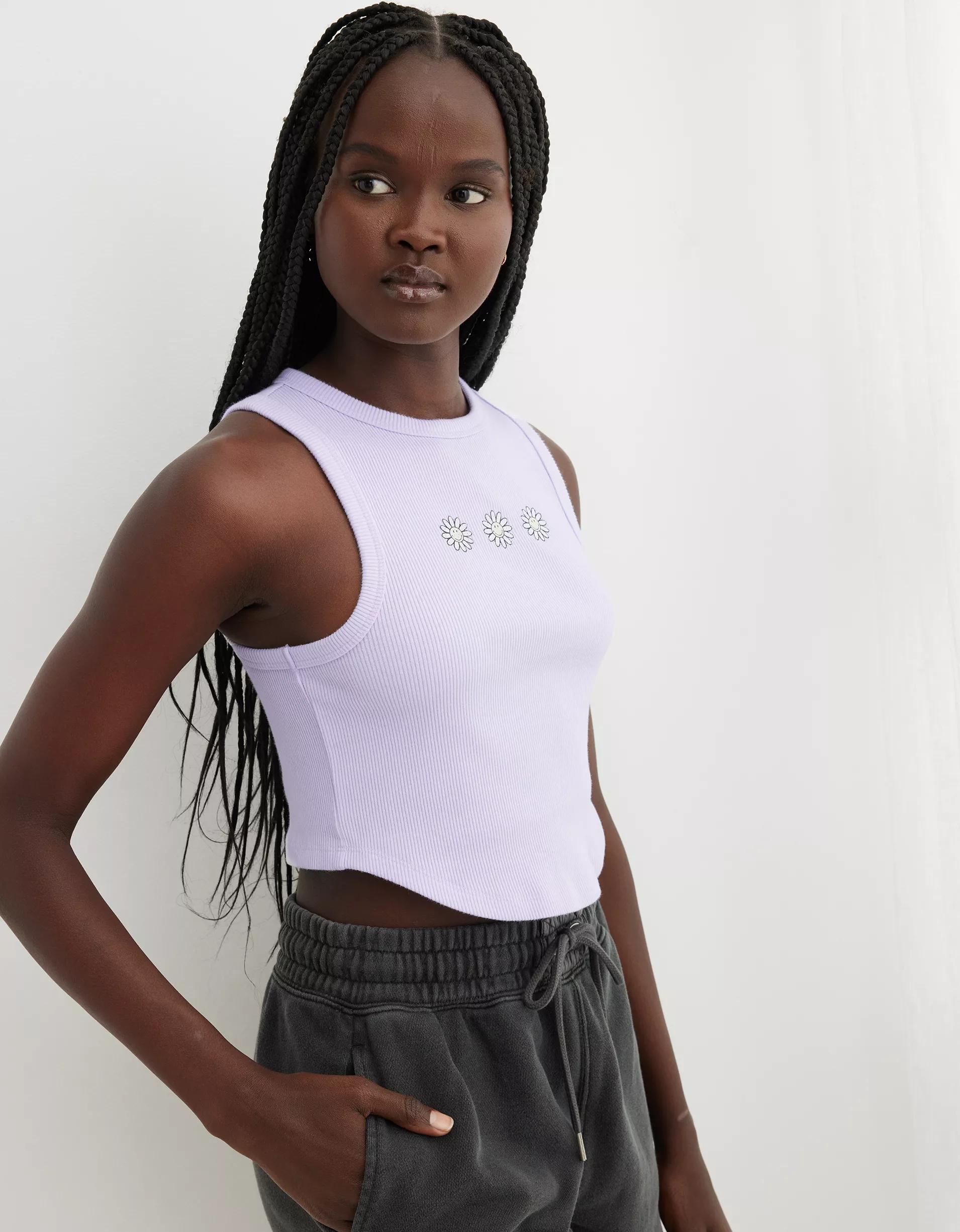 Aerie Smiley® New Day Curved Hem Tank Top Product Image
