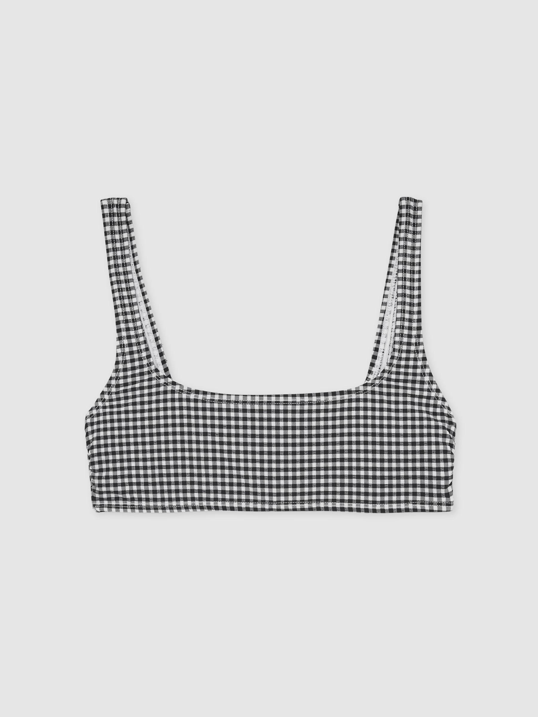 Good American Gingham Bikini Top in Black Product Image
