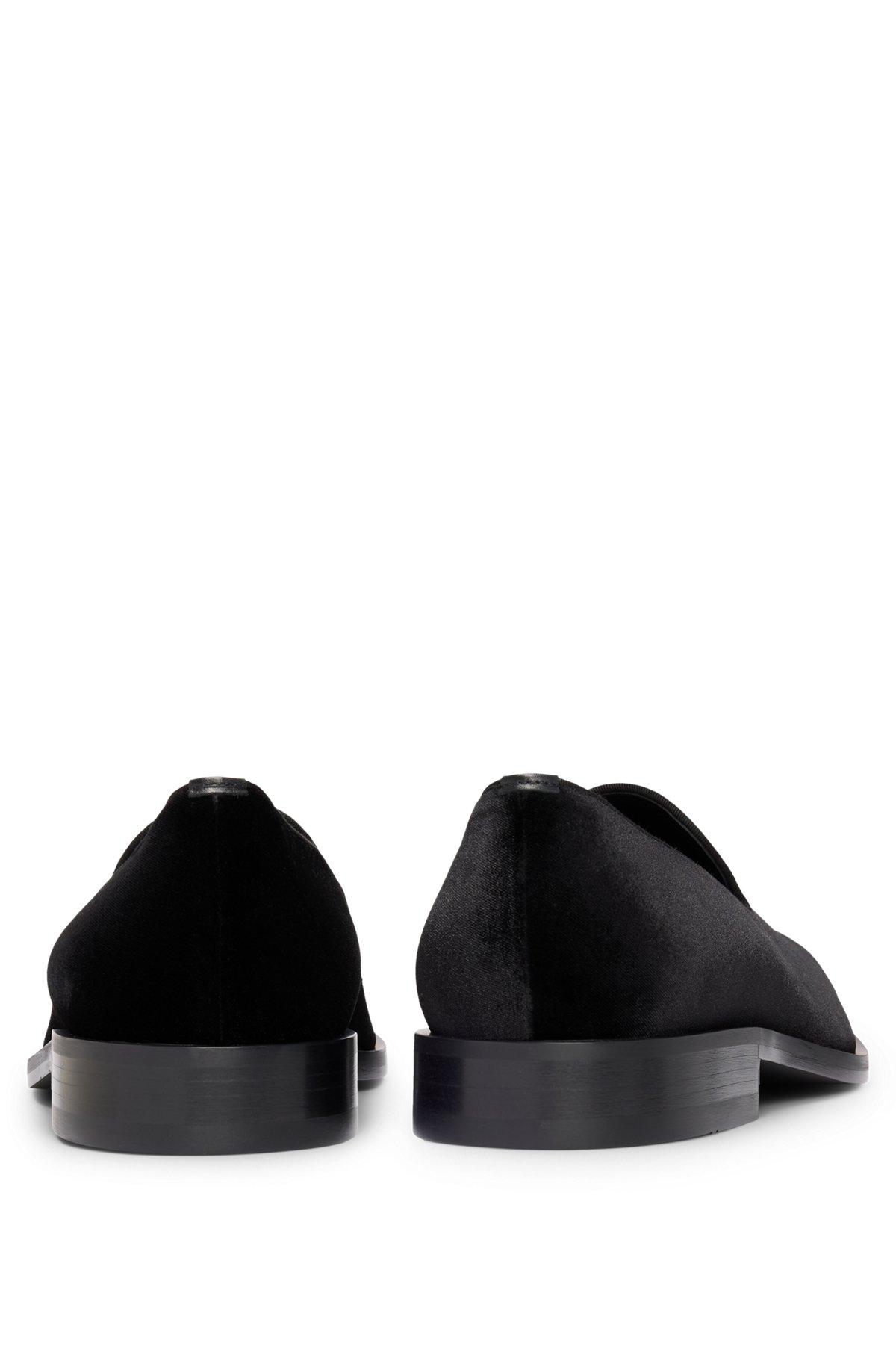 BOSS - Velvet slip-on loafers with leather trims - Black Product Image
