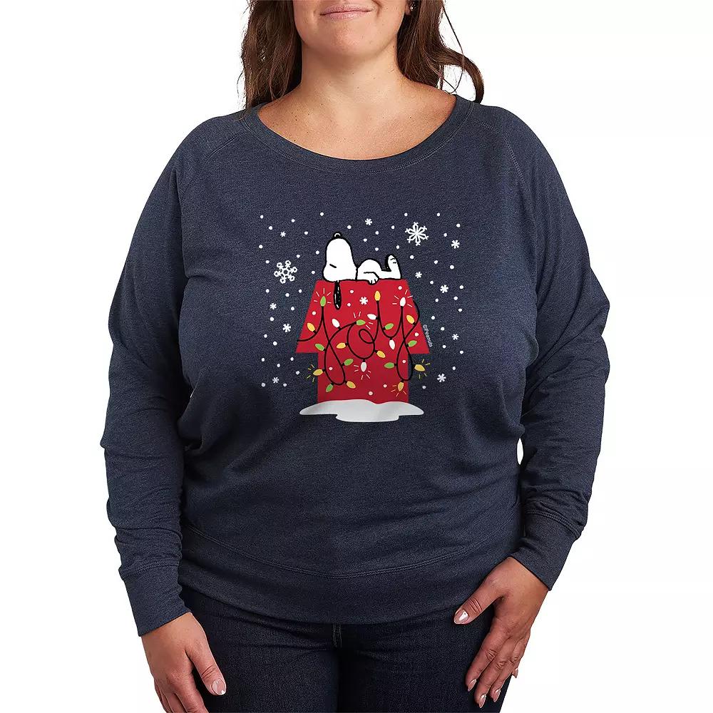 Plus Size Peanuts Snoopy Joy French Terry Long Sleeve Tee, Women's, Size: 4XL, Grey Indigo Product Image