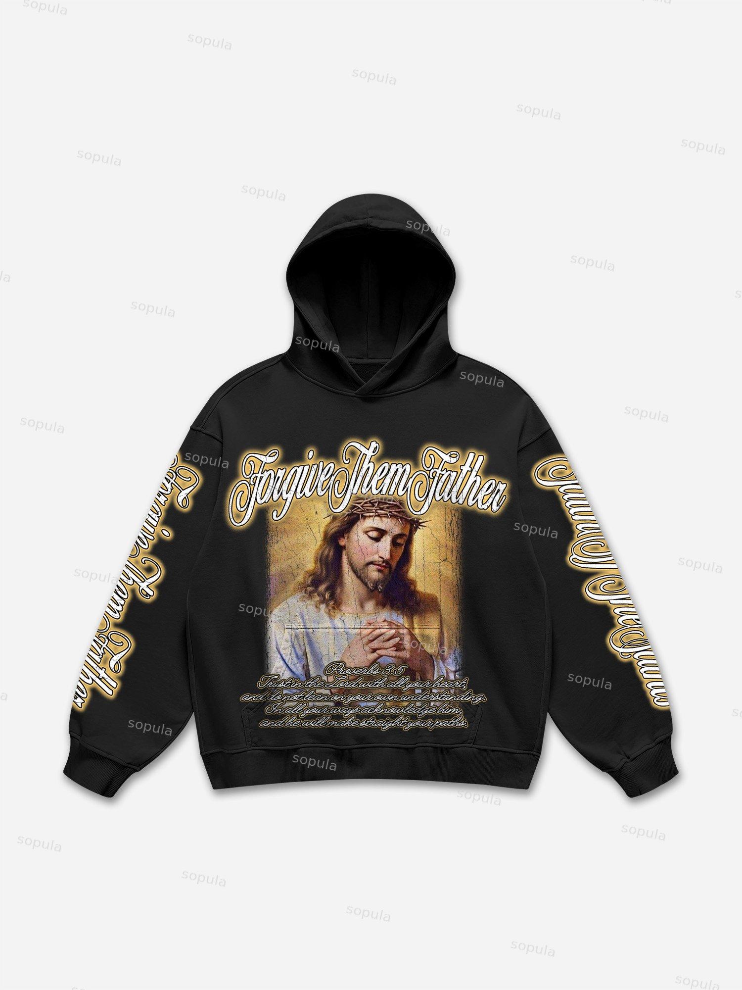 Forgive Them Father Jesus Graphic Hoodie Product Image