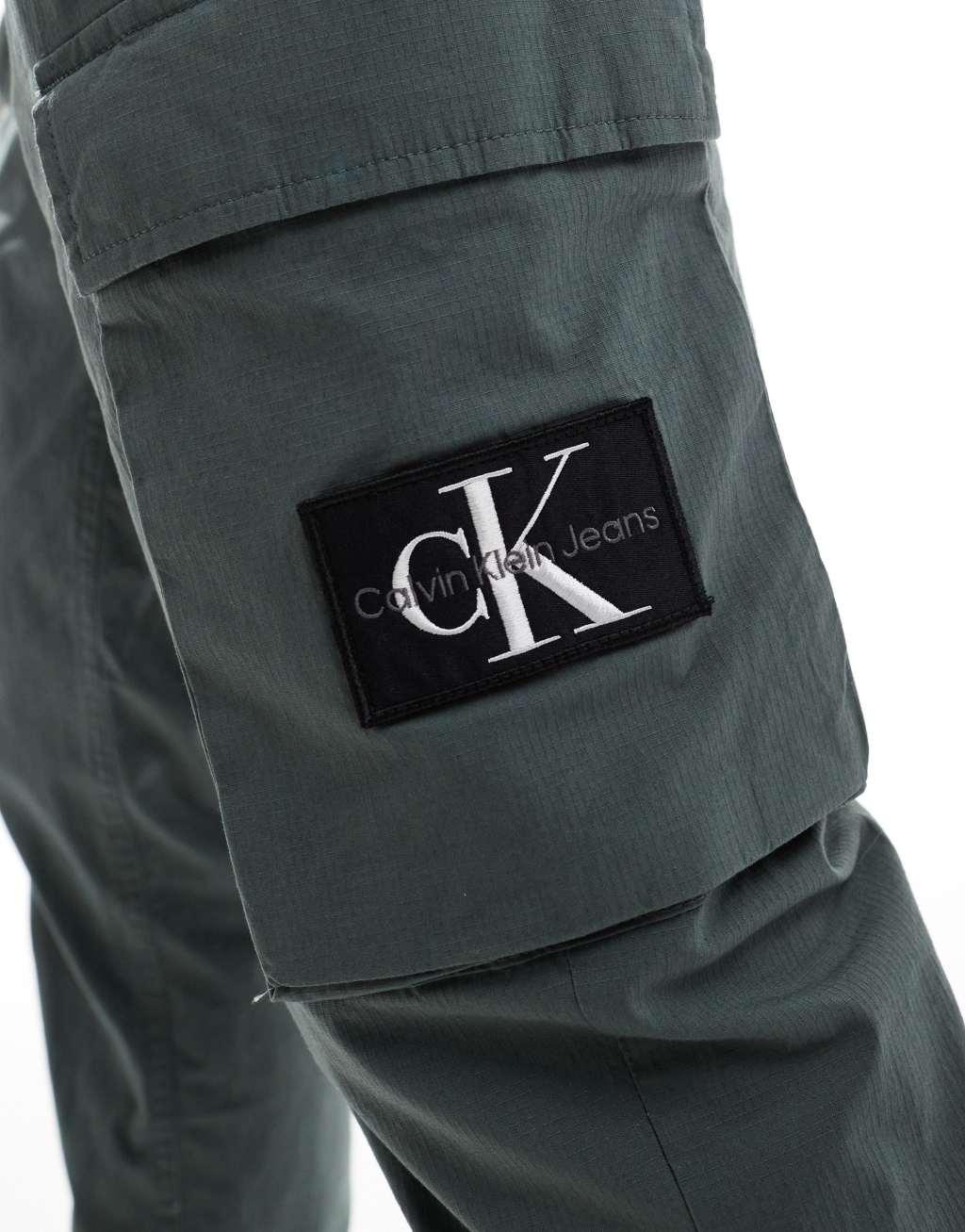 Calvin Klein Jeans skinny cargo pants in charcoal gray Product Image