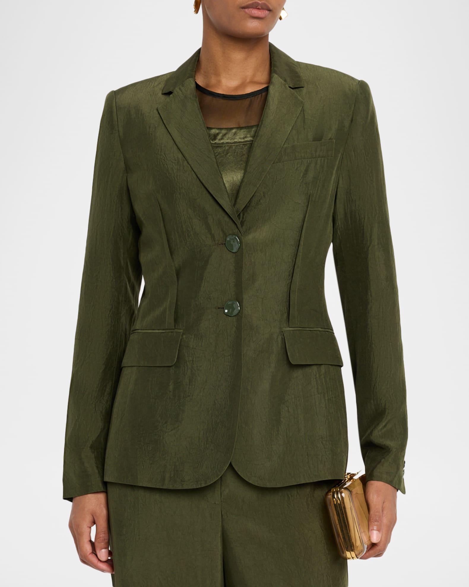 Crinkled Satin Single-Breasted Blazer Product Image