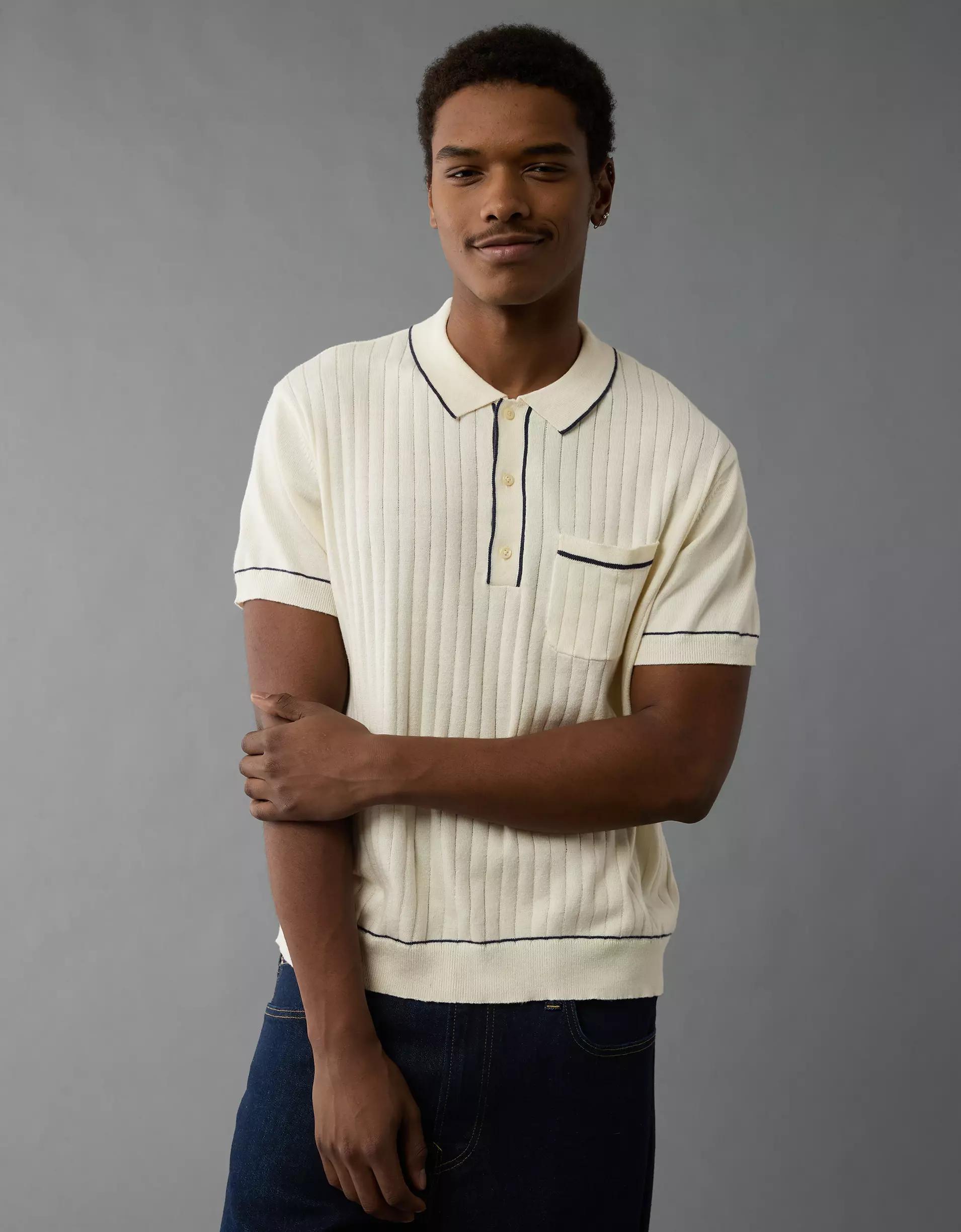 AE Weekend Tipped Sweater Polo Shirt Product Image