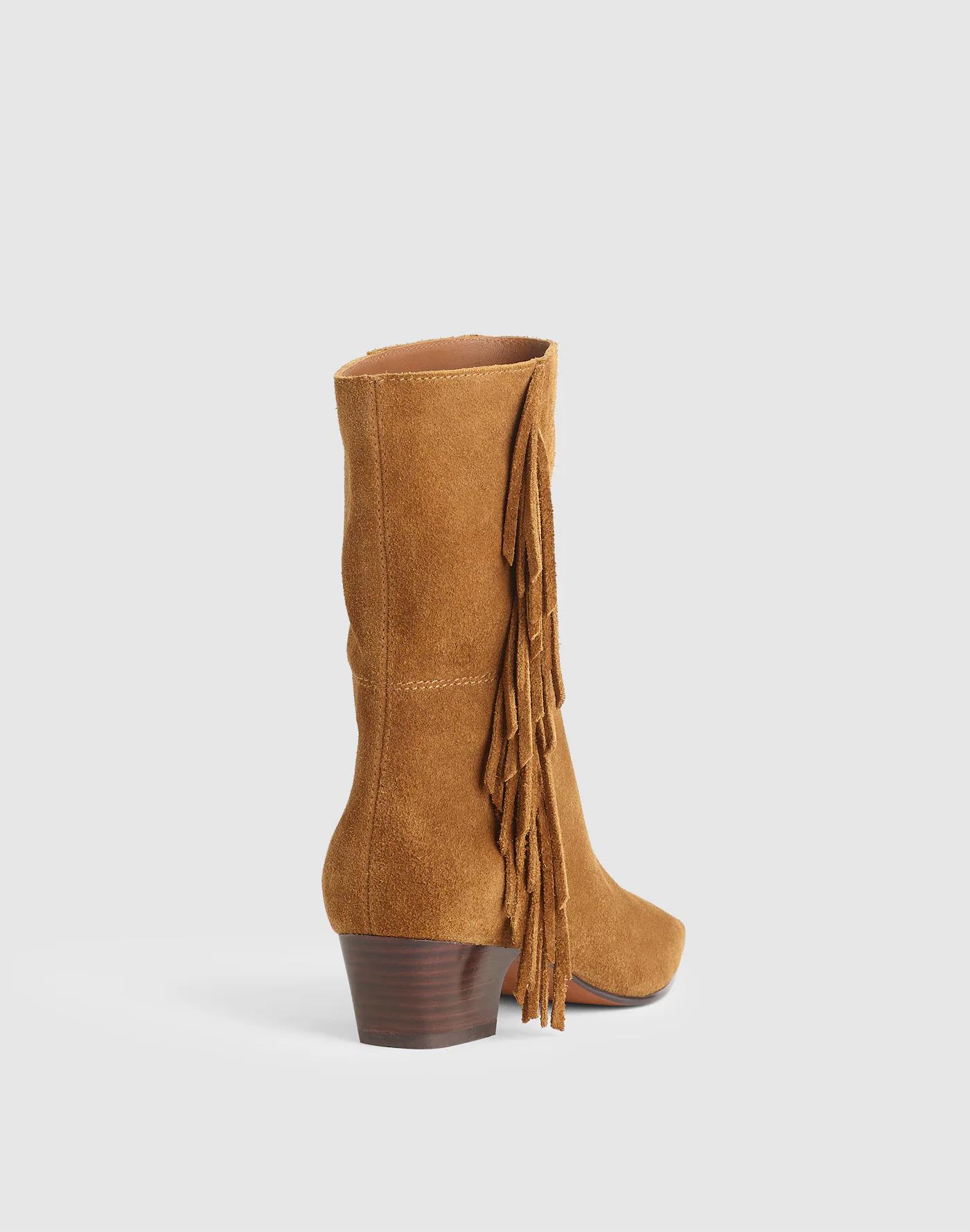 The Lexie Fringed Ankle Boot in Suede Product Image