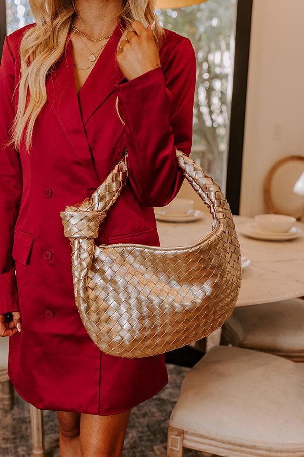 Feeling Glam Woven Metallic Tote in Gold Product Image