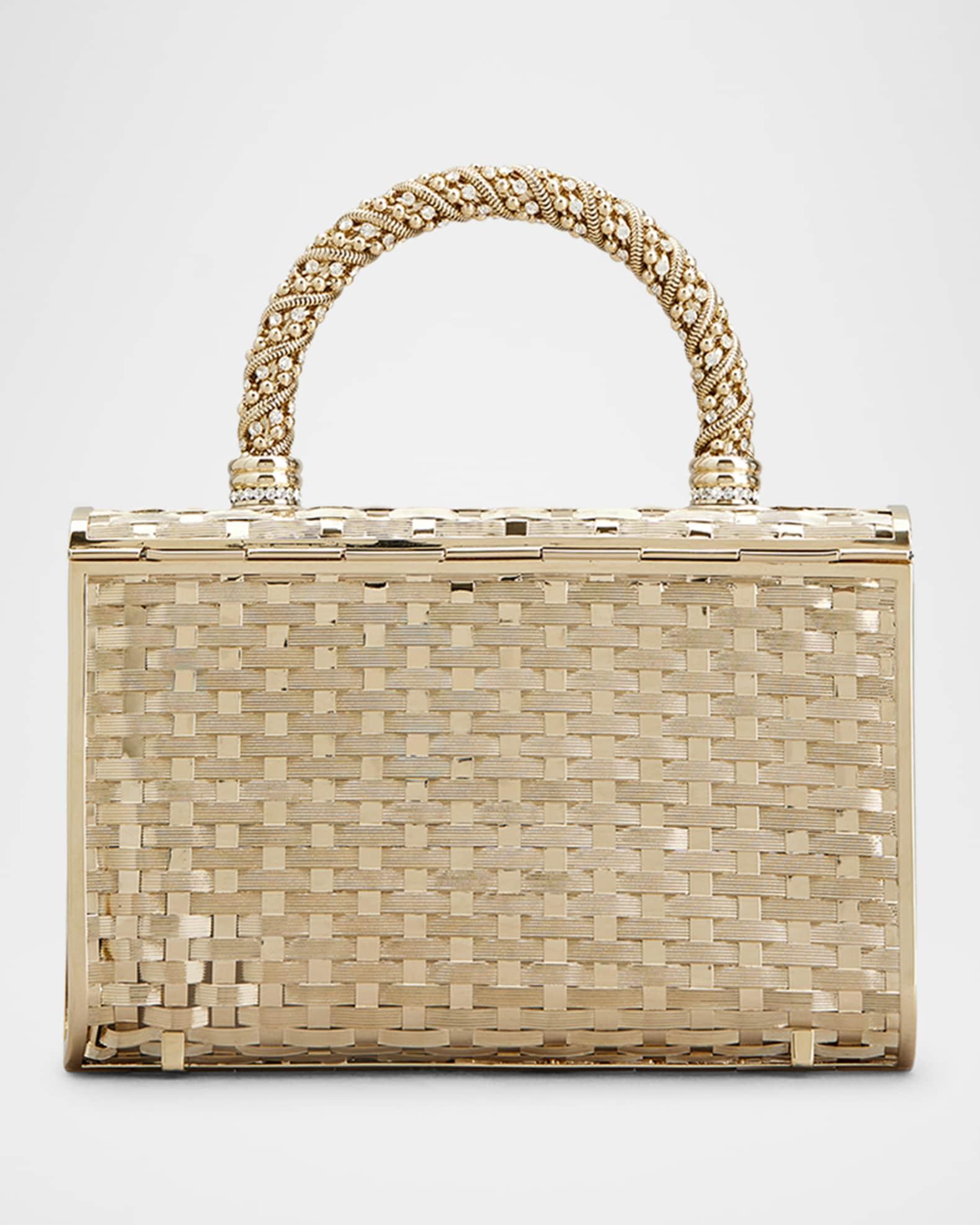 Flower Metallic Raffia Top-Handle Bag Product Image