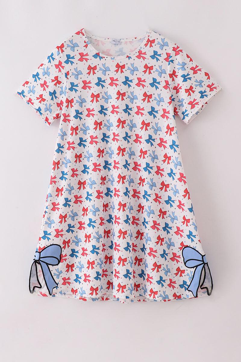 Bow applique print mom&me dress Product Image
