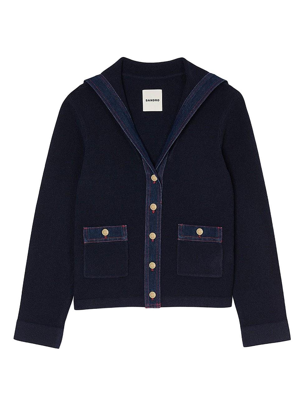 Womens Cardigan with Denim Details Product Image