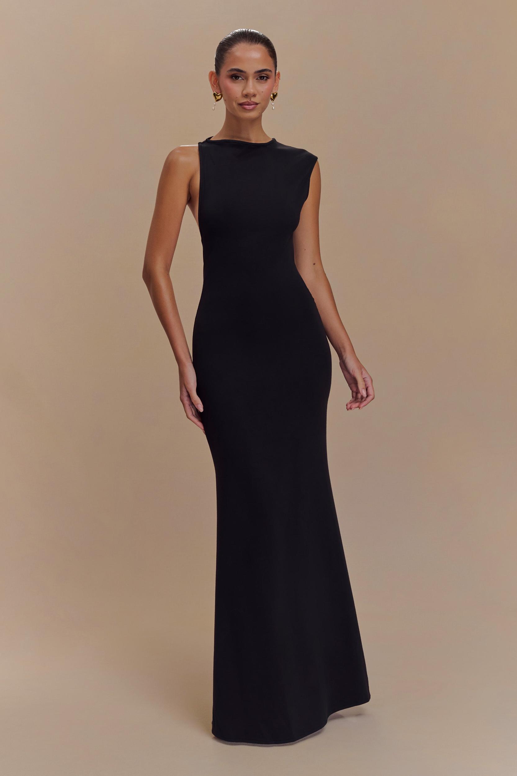 Katerina Scuba Jersey Cut Out Maxi Dress - Black Product Image