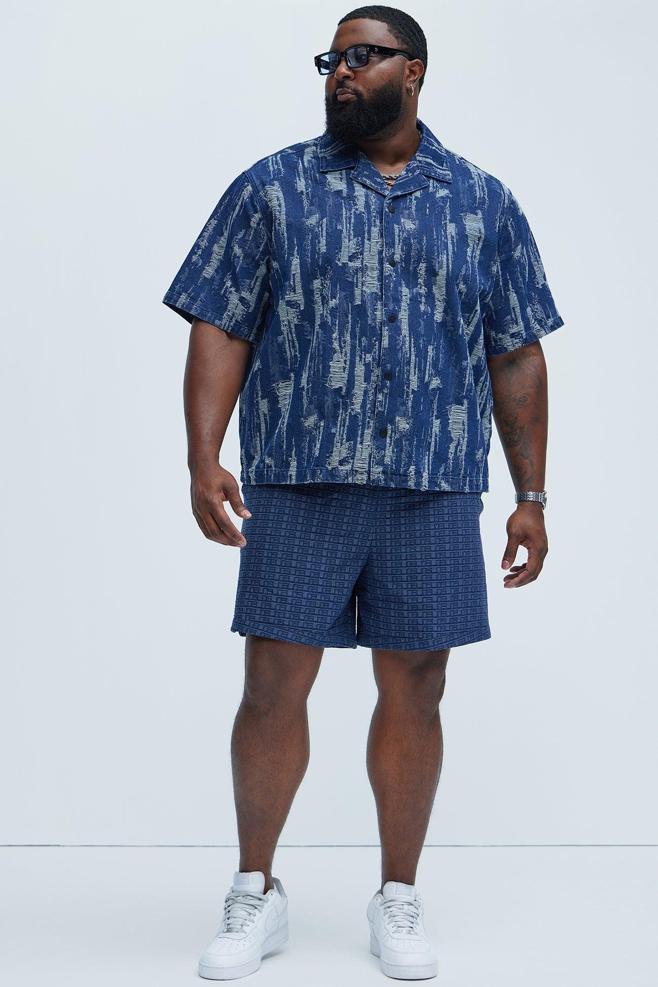 De Soto Jacquard Denim Shirt - Blue Wash Product Image