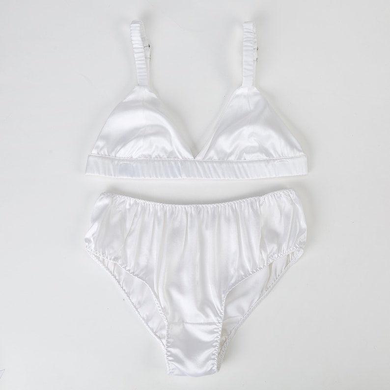 Pearl White | Handmade Pure Silk Bralettes | No Padding No Wire | 19 Momme Silk Charmeuse Product Image