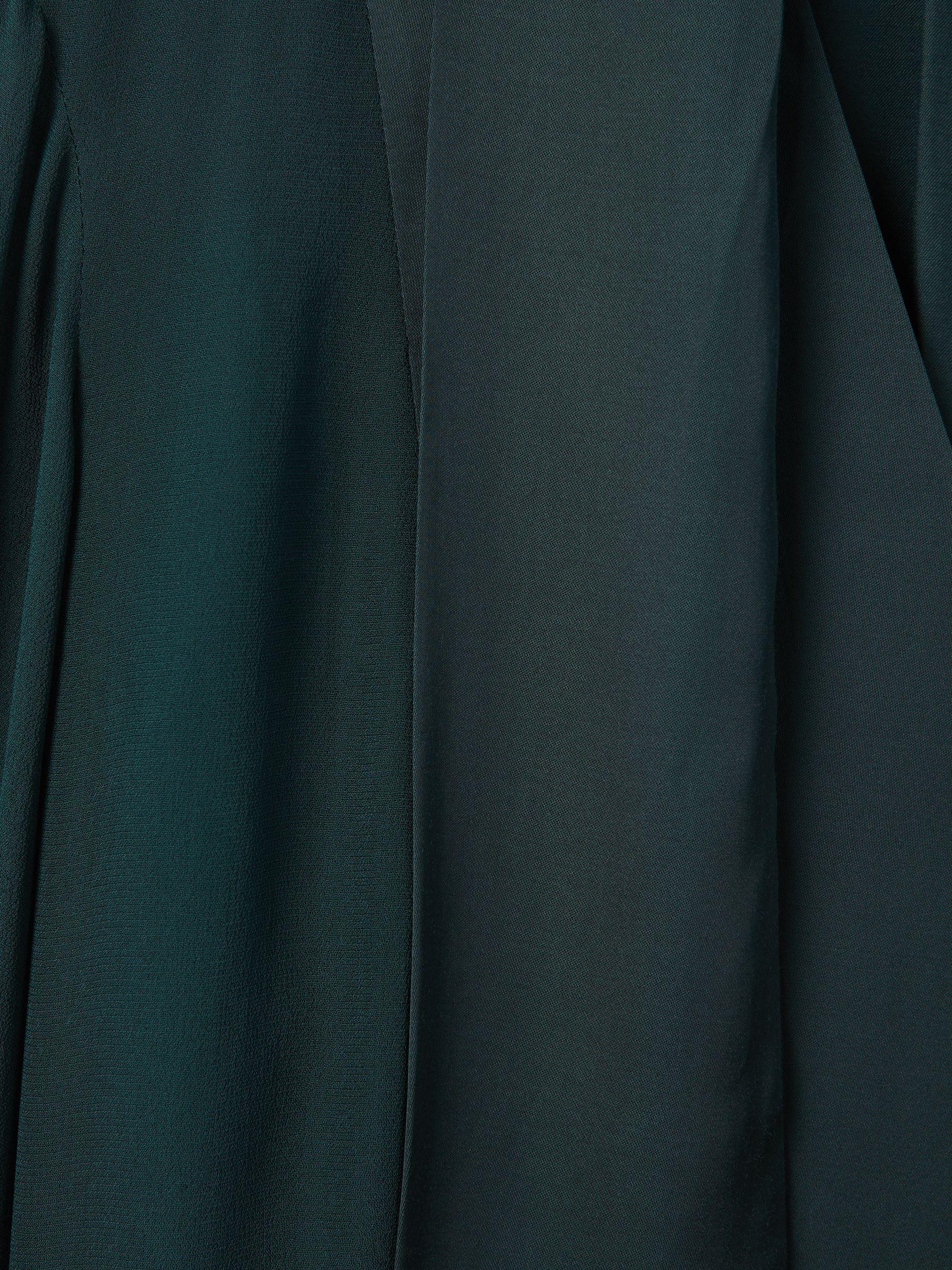 Semi Sheer Satin Tie Neck Blouse in Green Product Image