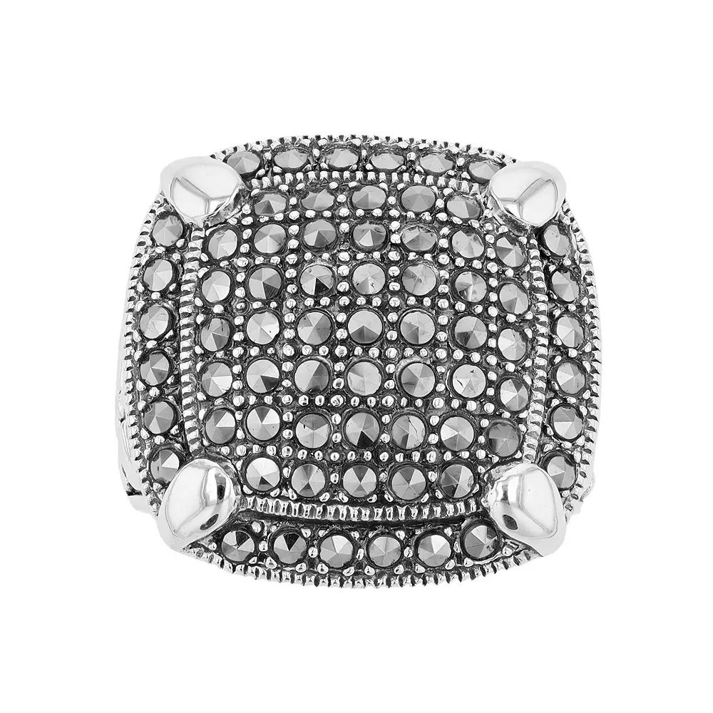 Lavish by TJM Sterling Silver Marcasite Cushion Ring, Women's, Size: 7 Product Image
