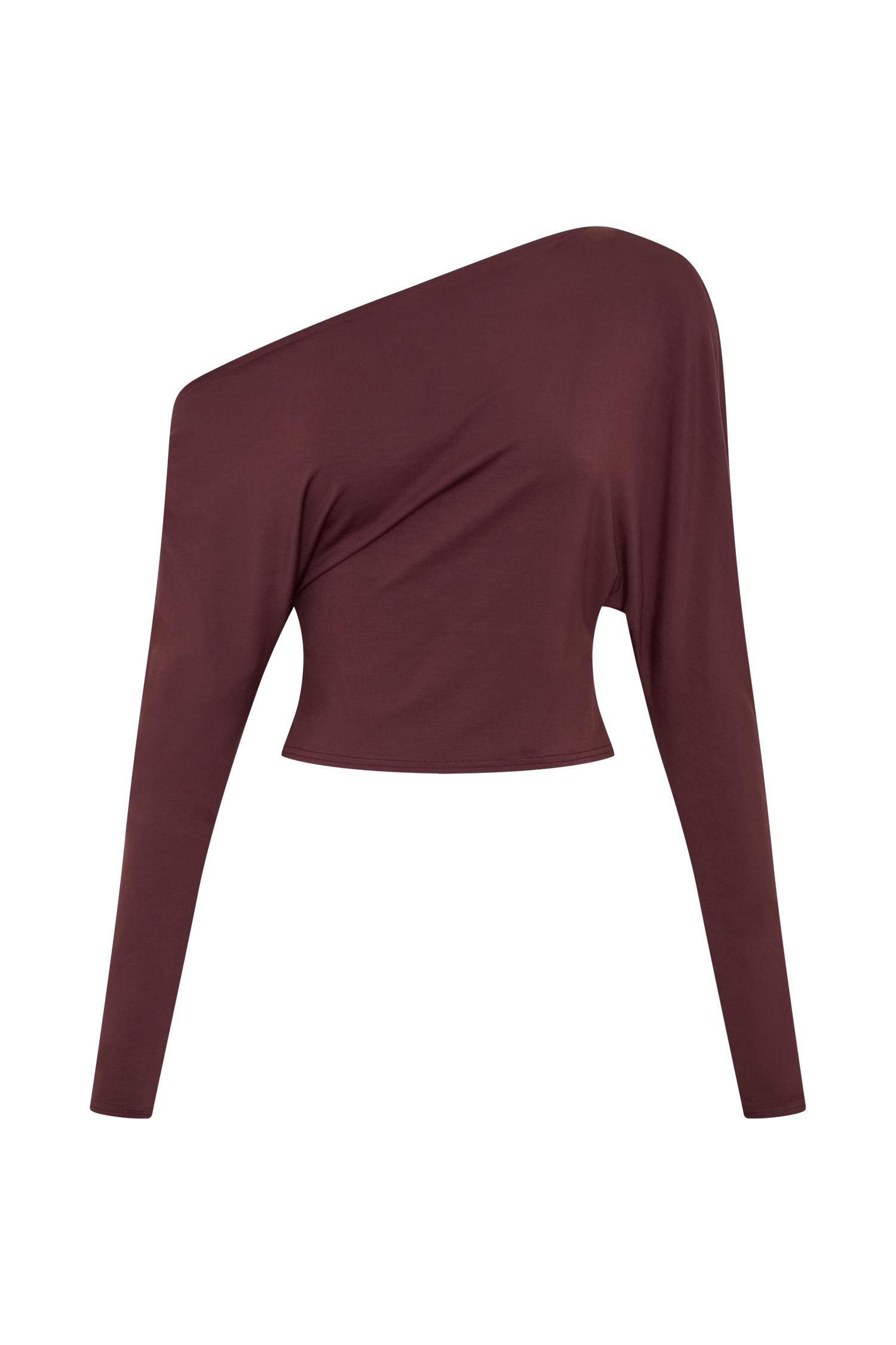 Yasmin Asymmetrical Long Sleeve Top - Mahogany Product Image