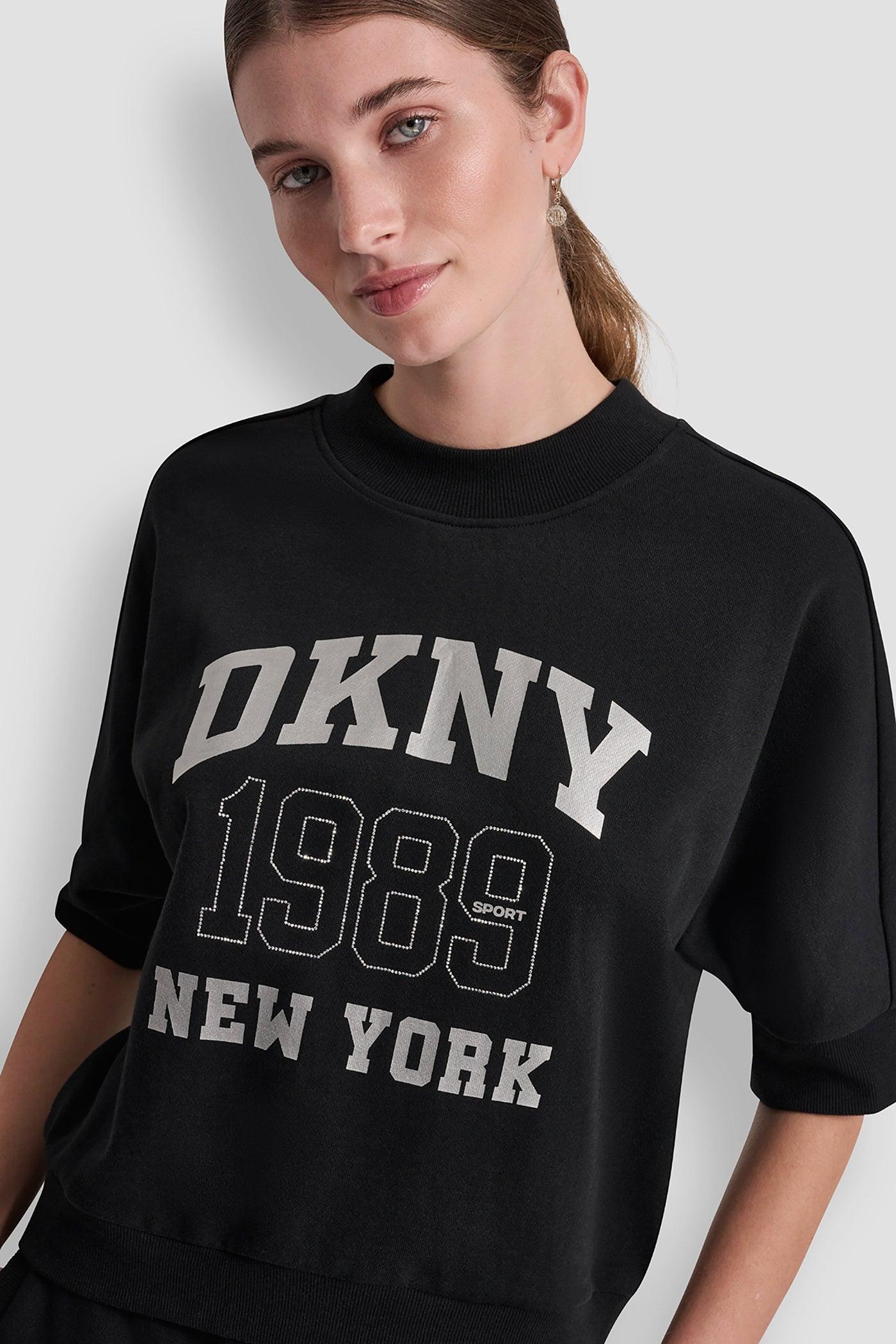COTTON-BLEND TERRY SHORT SLEEVE LOGO HIGH-LOW TEE Product Image