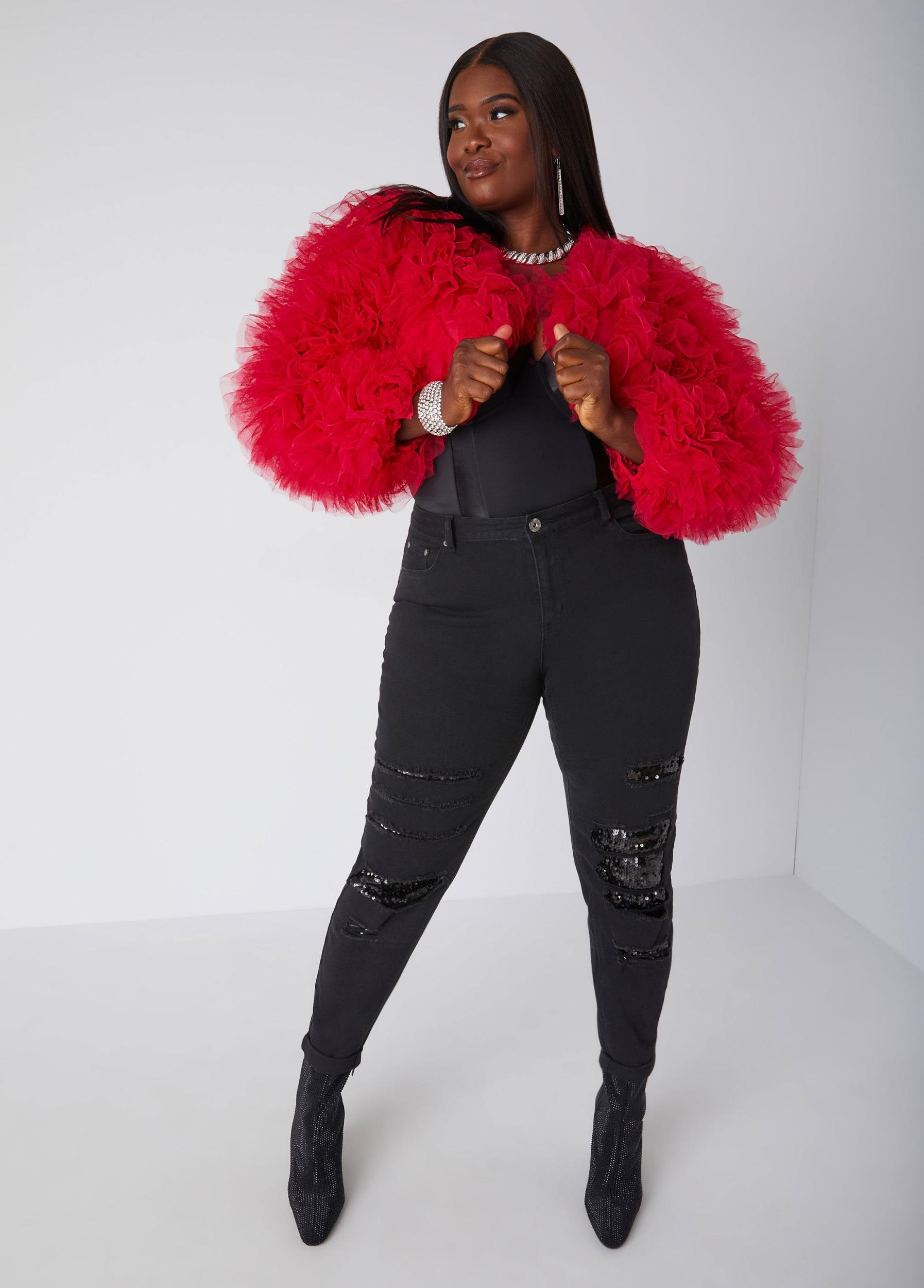 Cropped Ruffled Tulle Shrug Product Image