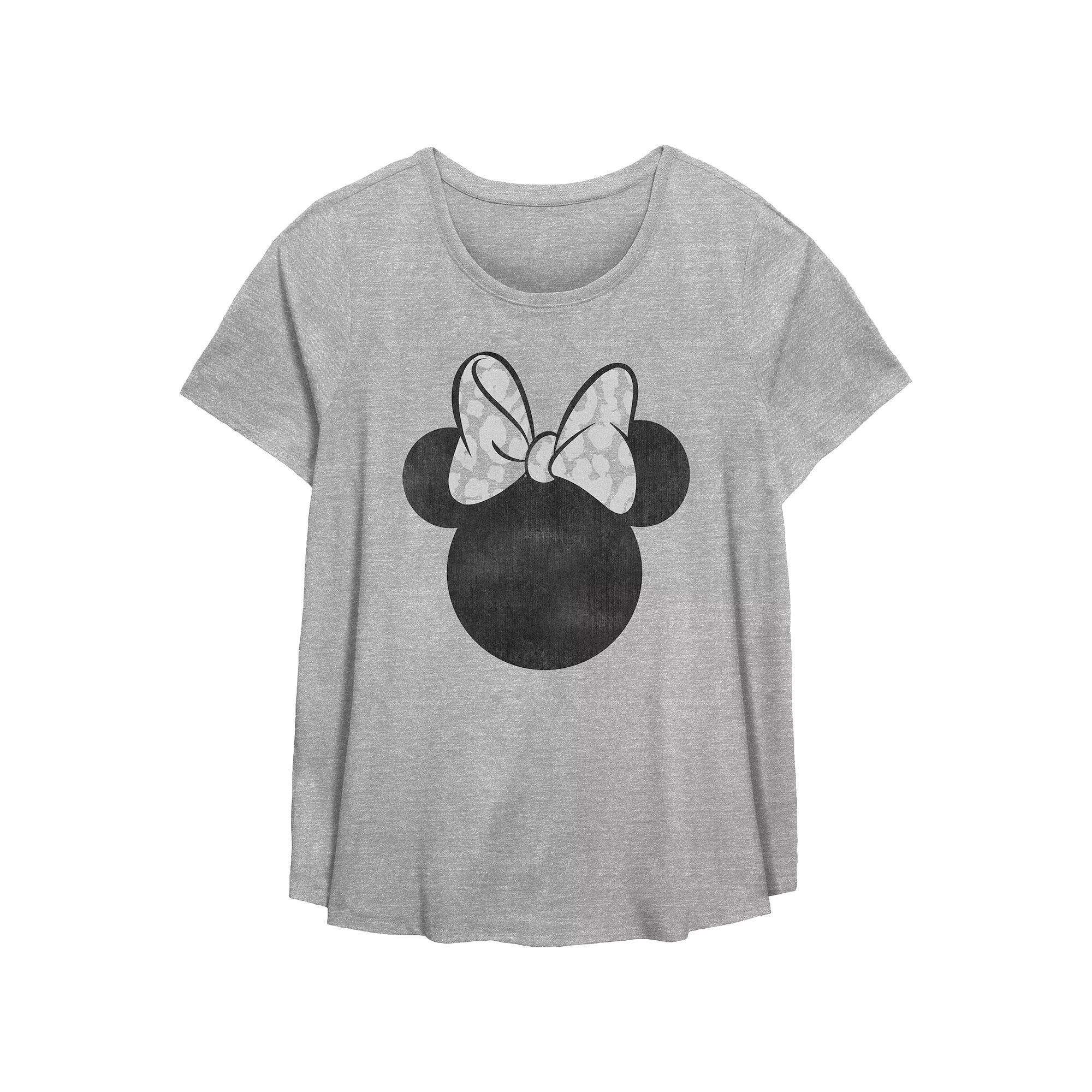 Disney's Minnie Mouse Leopard Print Bow Plus Size Flowy Graphic Tee, Women's, Size: 4XL, Grey Gray Product Image