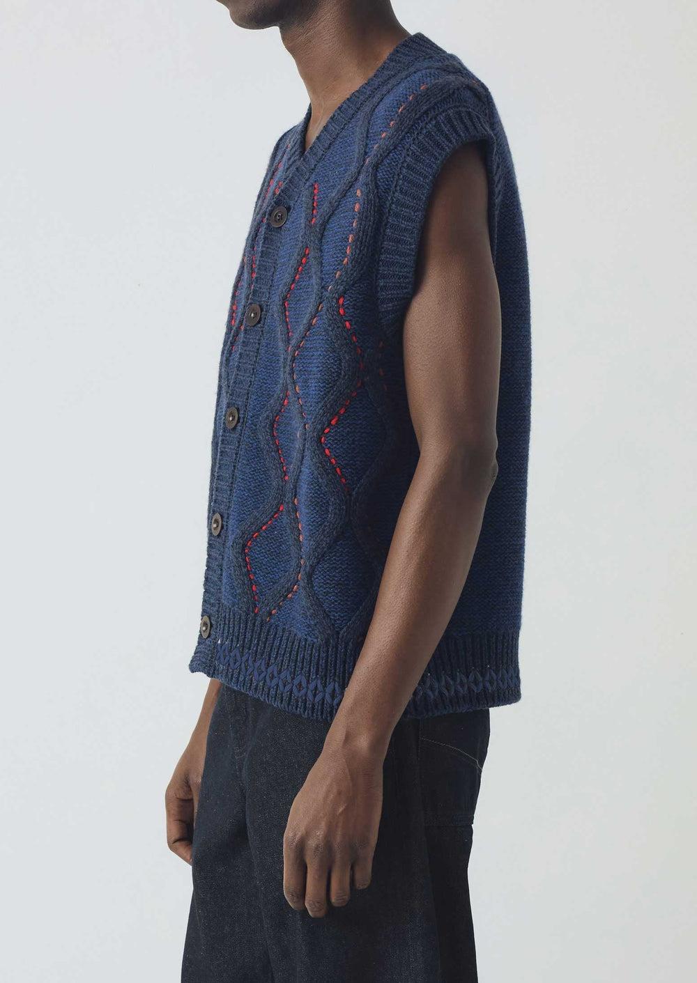 Hand Embellished Button Through Tank | Blue Multi Product Image