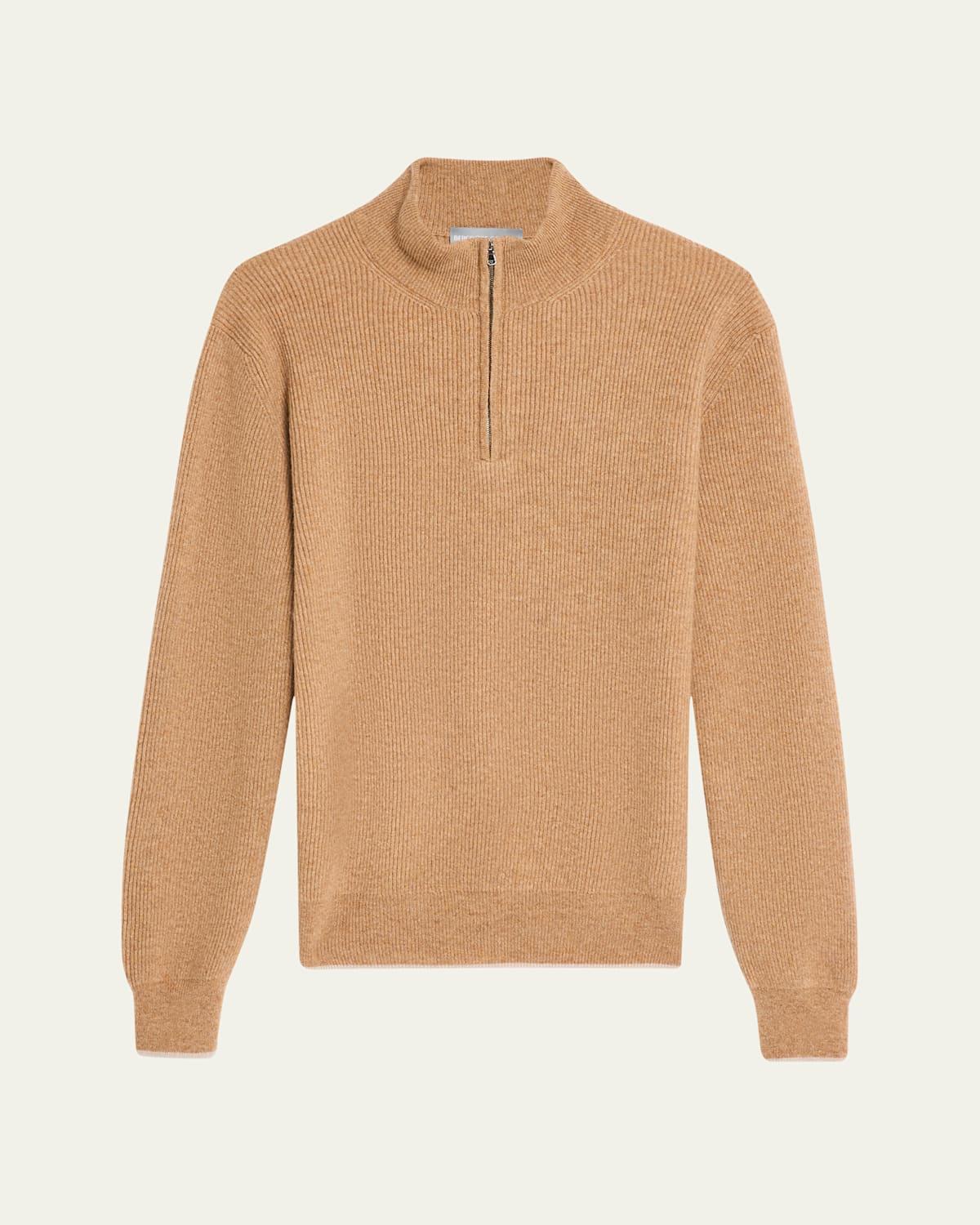Mens Cashmere English Rib Half-Zip Sweater Product Image