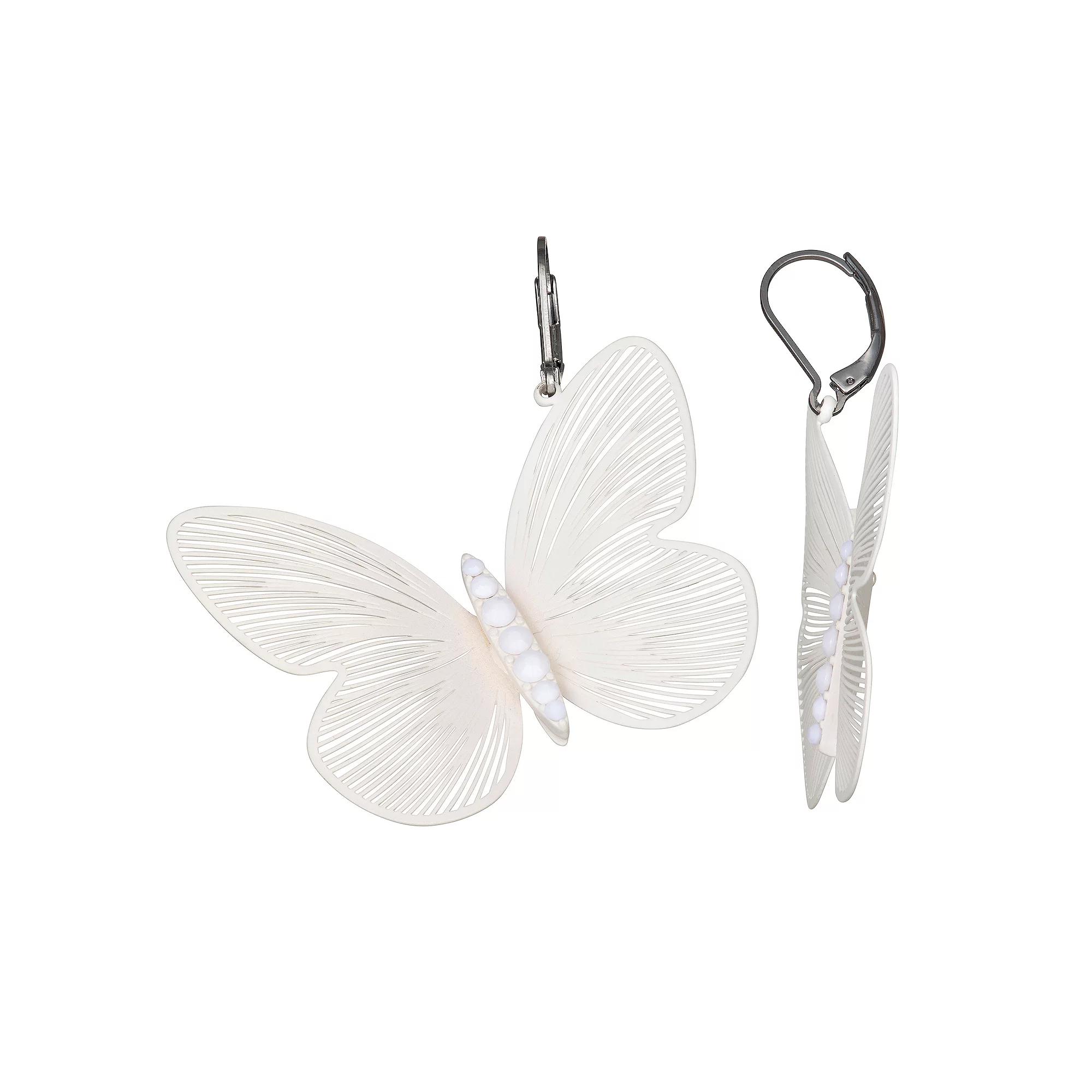 Simply Vera Vera Wang Butterfly Drop Earrings, Women's, White Product Image