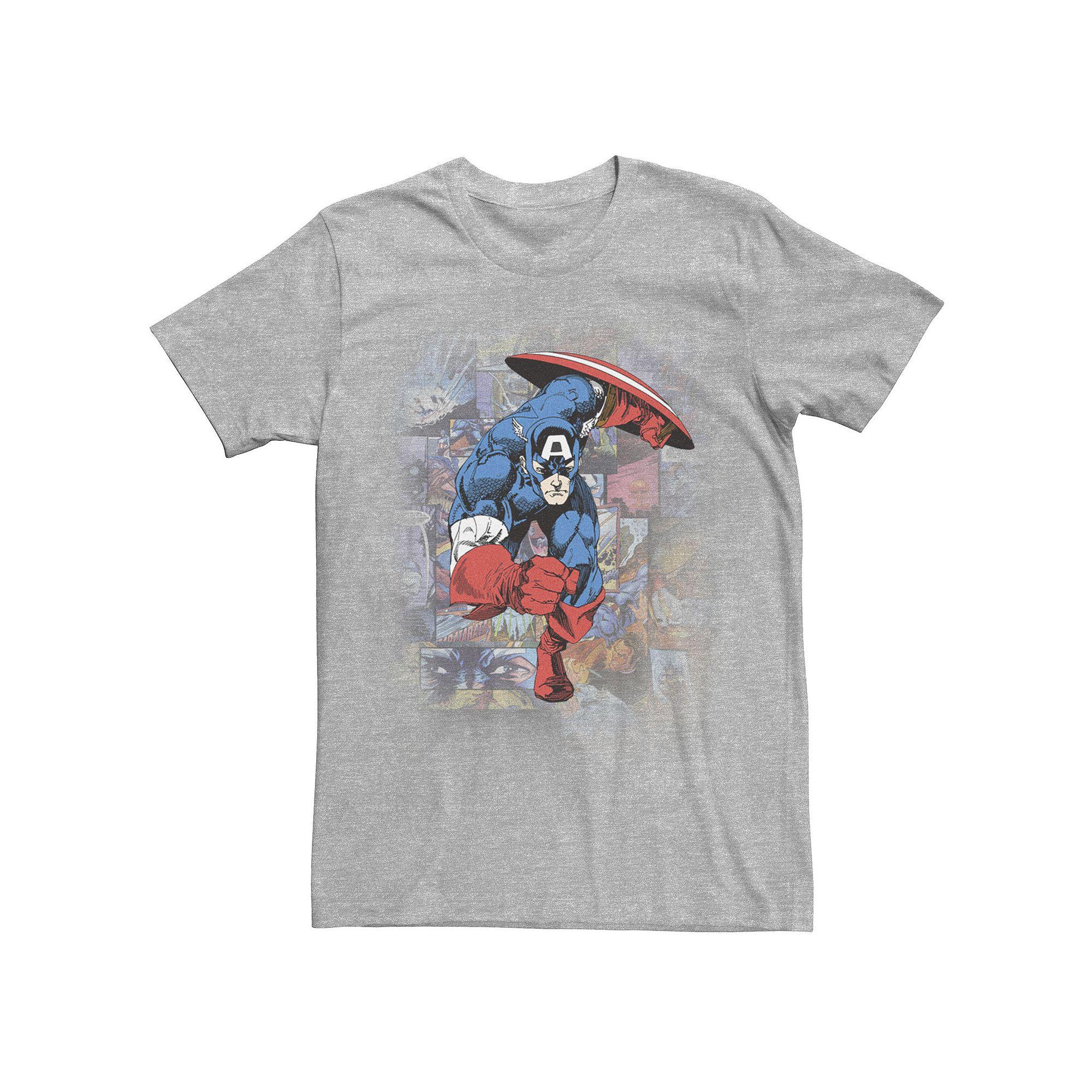 Men's Captain America Ready For Action Graphic Tee, Size: XL, Athletic Grey Product Image