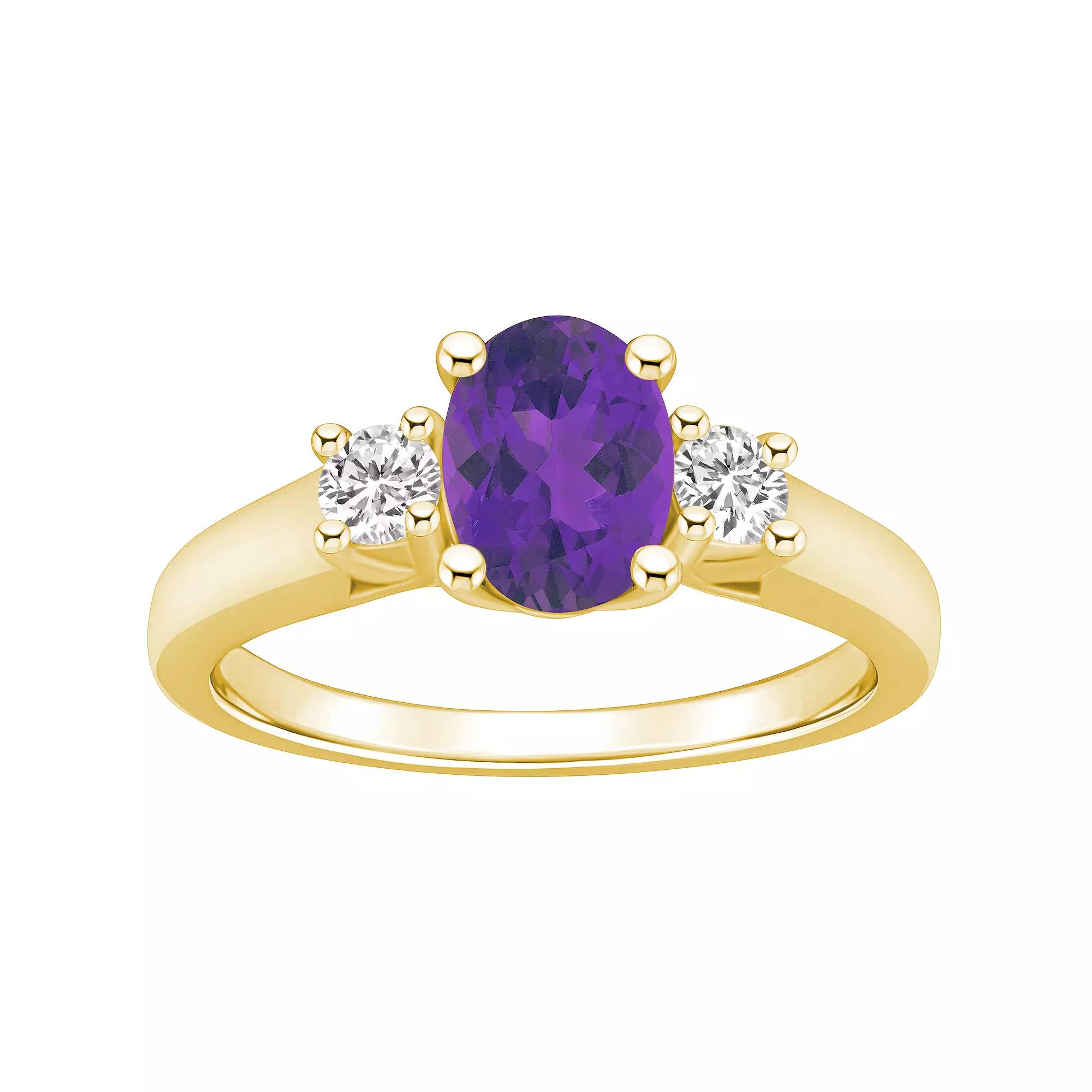 Alyson Layne 14k White Gold Oval Cut Amethyst & 1/4 Carat T.W. Diamond Ring, Women's, Size: 9, Purple Product Image