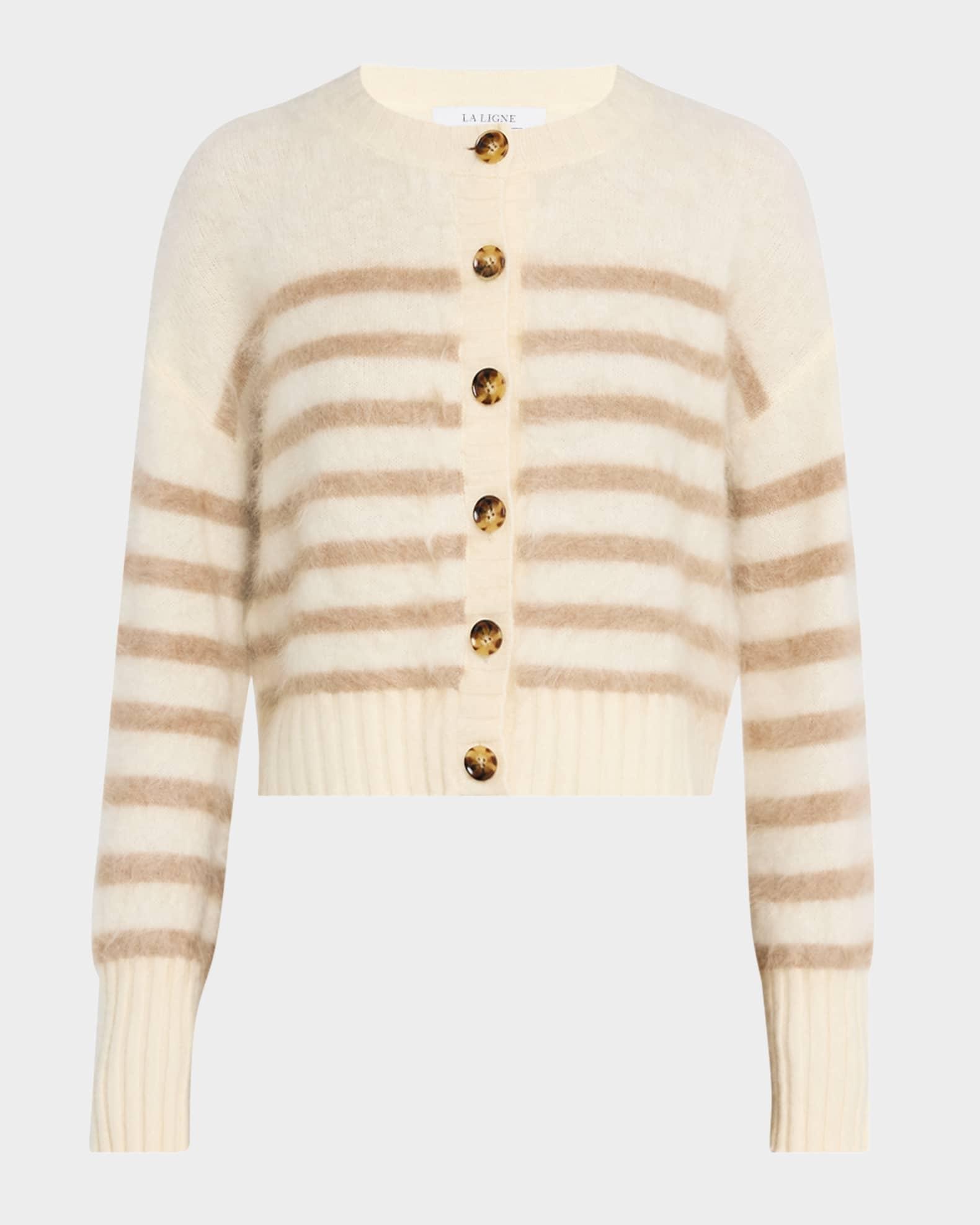 Striped Brushed Cashmere Cardigan Product Image