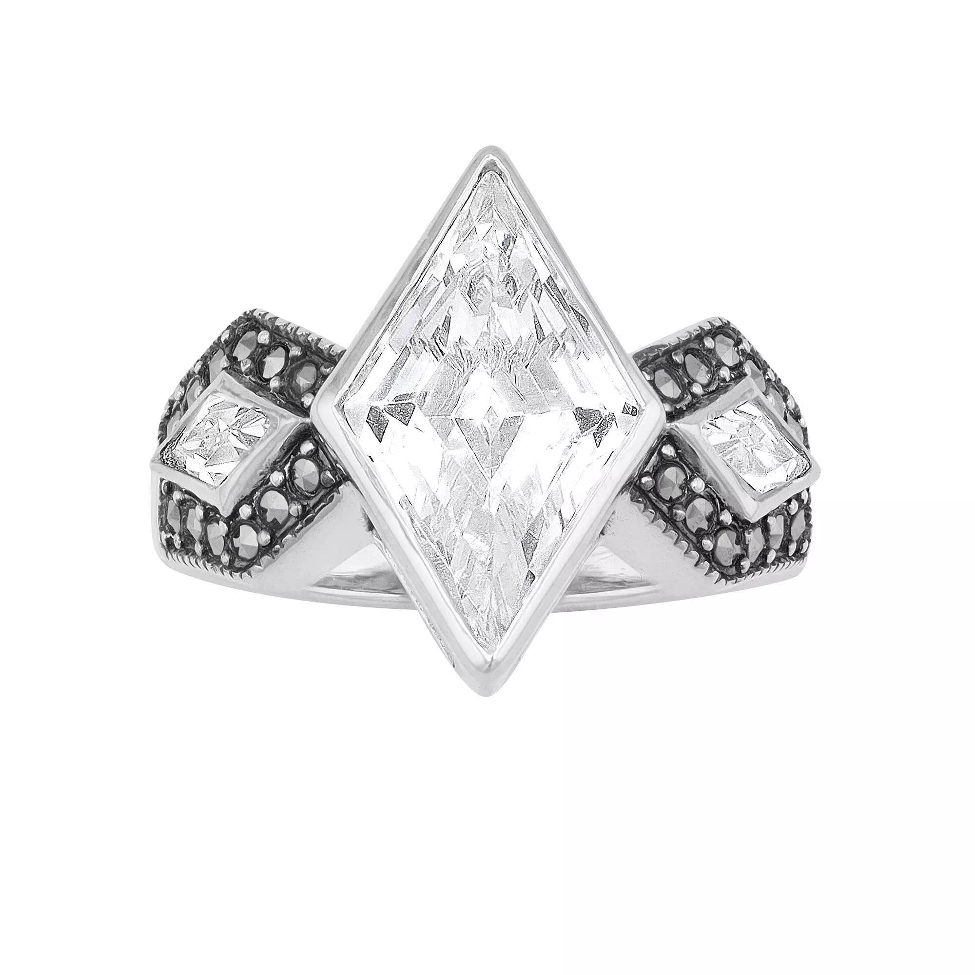 Lavish by TJM Sterling Cubic Zirconia & Marcasite Kite Ring, Women's, Size: 6 Product Image