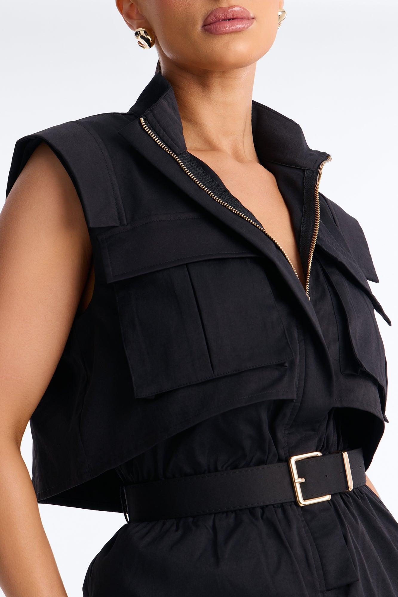 Tracy Belted Cargo Jogger Jumpsuit - Black Female Product Image