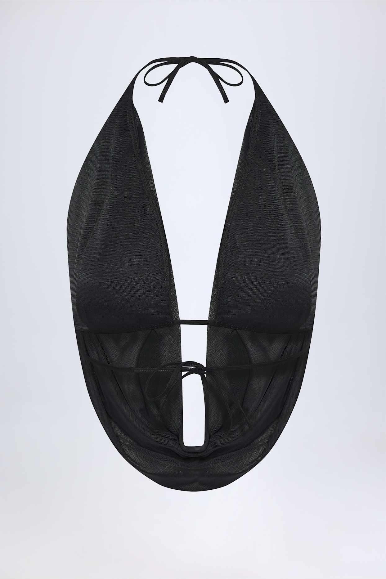 Cowl-Neck Backless Crop Top in Black Product Image