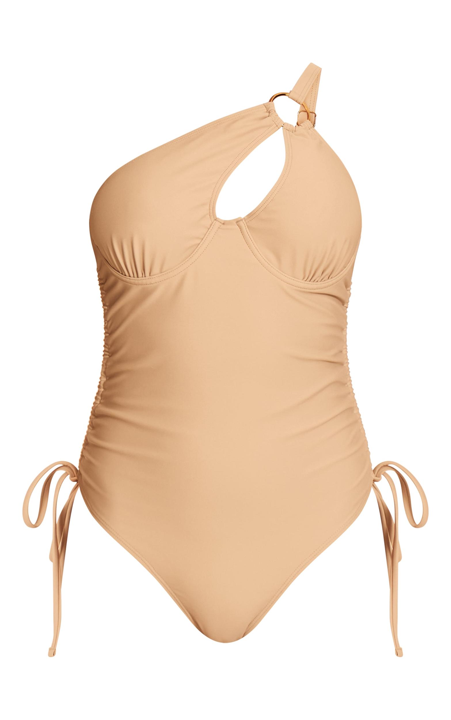 Petite Sand One Shoulder Underwired Swimsuit Product Image