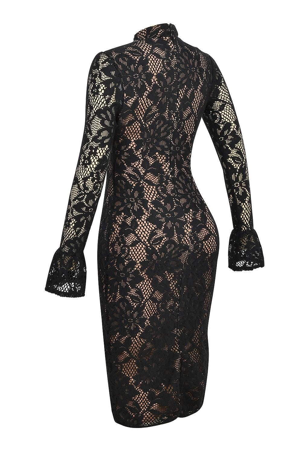 Pierette  black lace midi dress Product Image