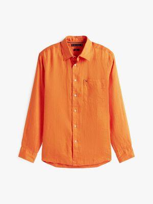Regular Fit Piece-Dyed Linen Shirt Product Image