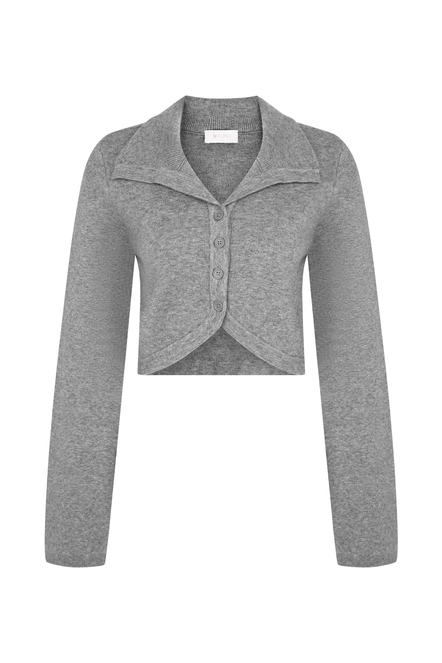 Annabelle Knit Curved Hem Cardigan - Charcoal Product Image