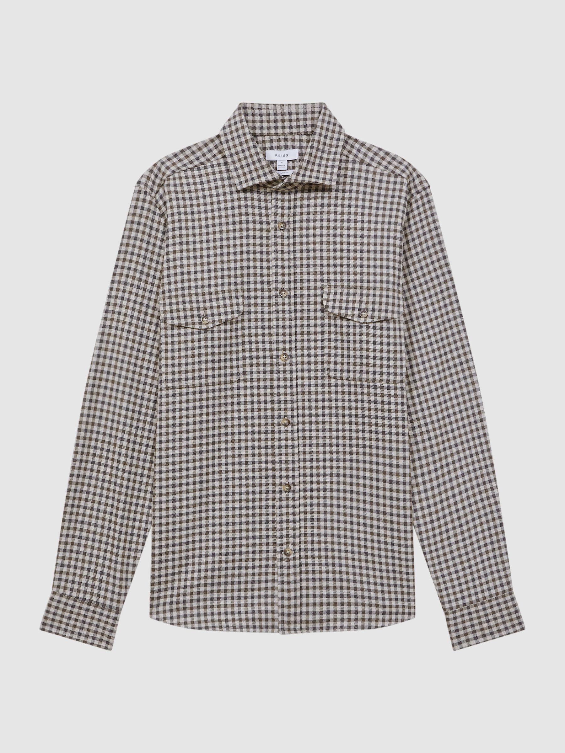 Brushed Checked Overshirt in Chocolate Multi Product Image