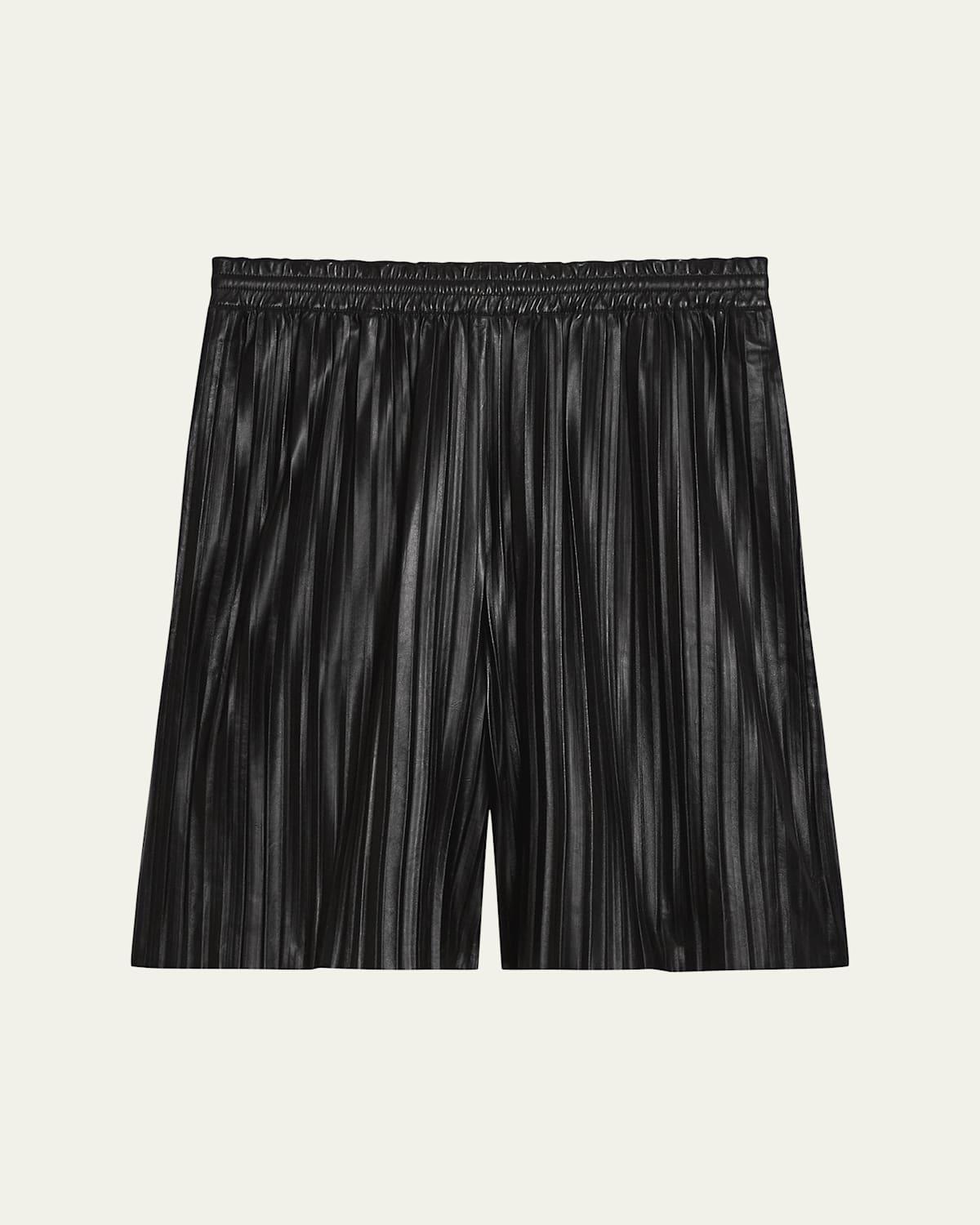 Men's Pleated Leather Pull-On Shorts Product Image